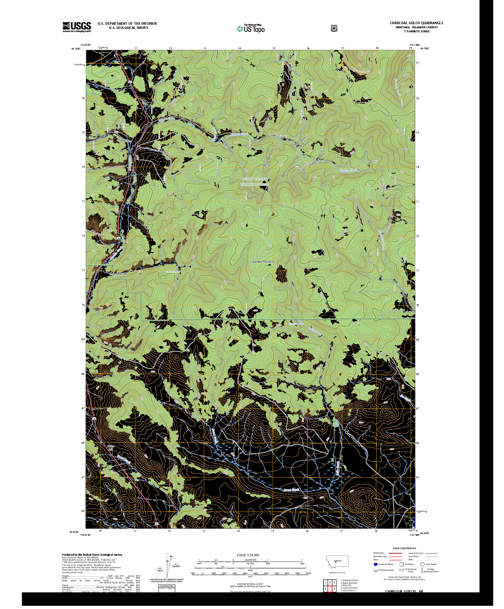 US TOPO 7.5-MINUTE MAP FOR CHARCOAL GULCH, MT