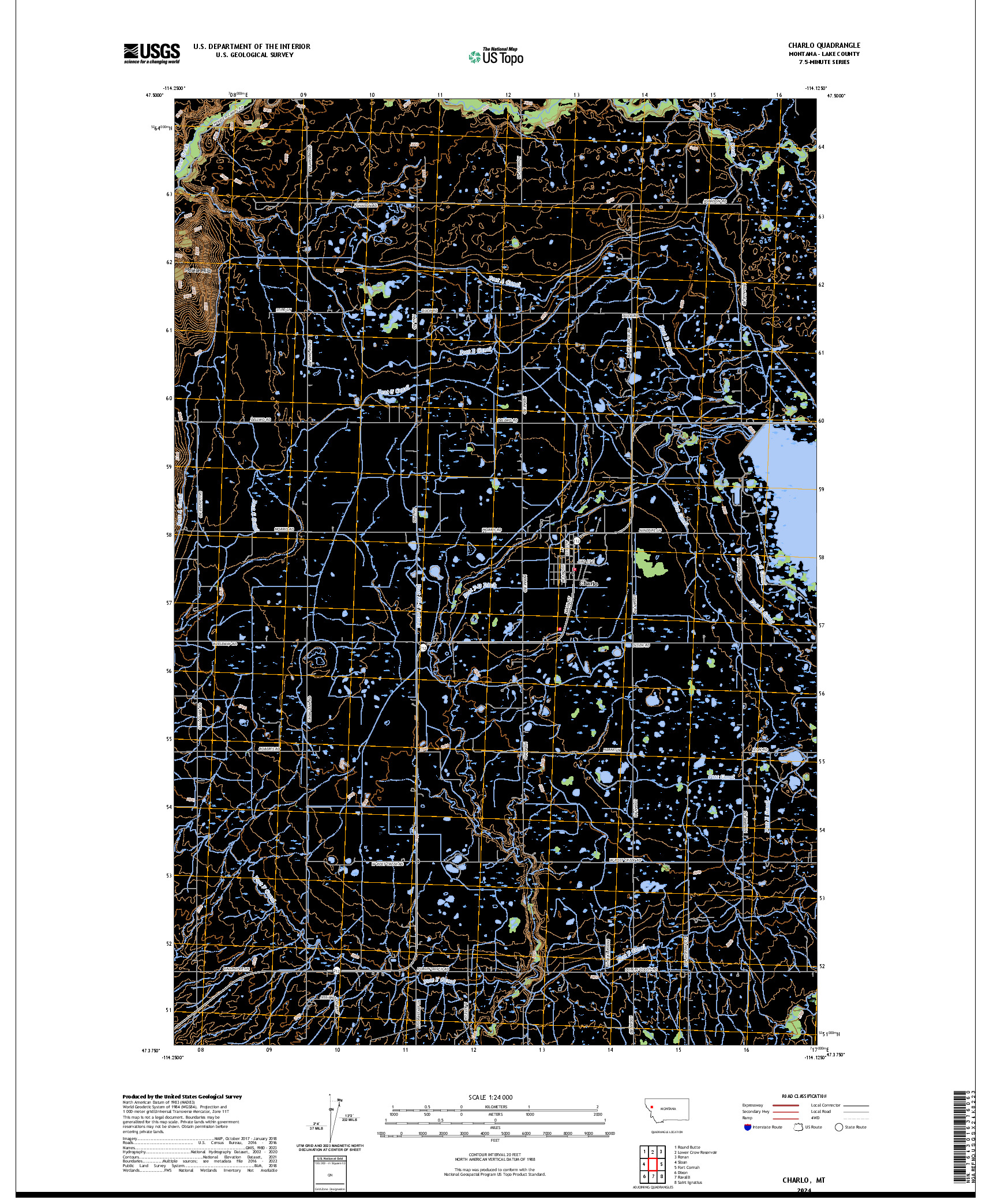 US TOPO 7.5-MINUTE MAP FOR CHARLO, MT
