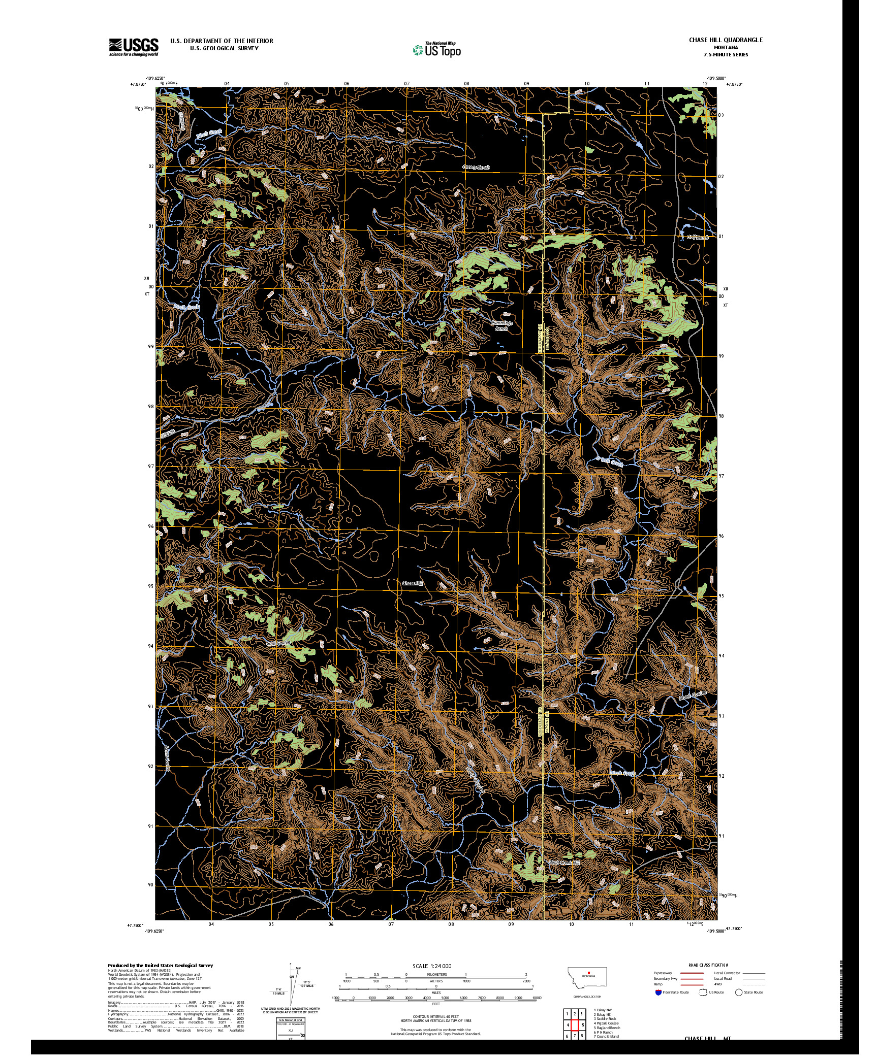 US TOPO 7.5-MINUTE MAP FOR CHASE HILL, MT