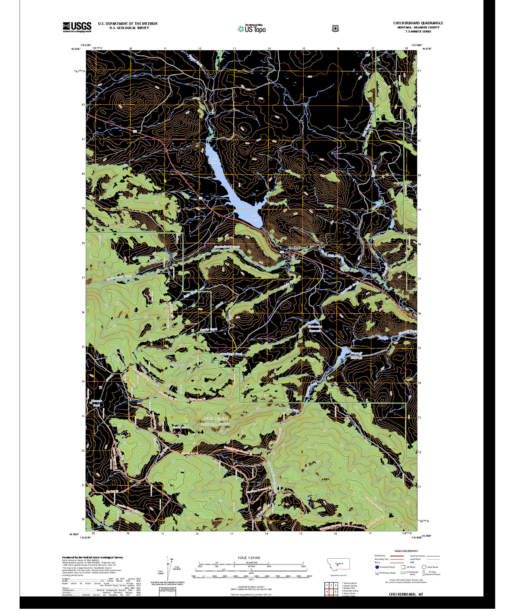 US TOPO 7.5-MINUTE MAP FOR CHECKERBOARD, MT