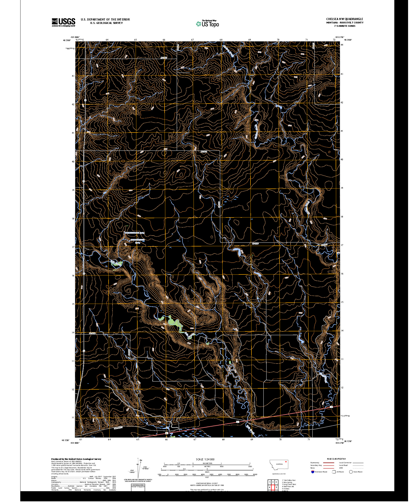 US TOPO 7.5-MINUTE MAP FOR CHELSEA NW, MT