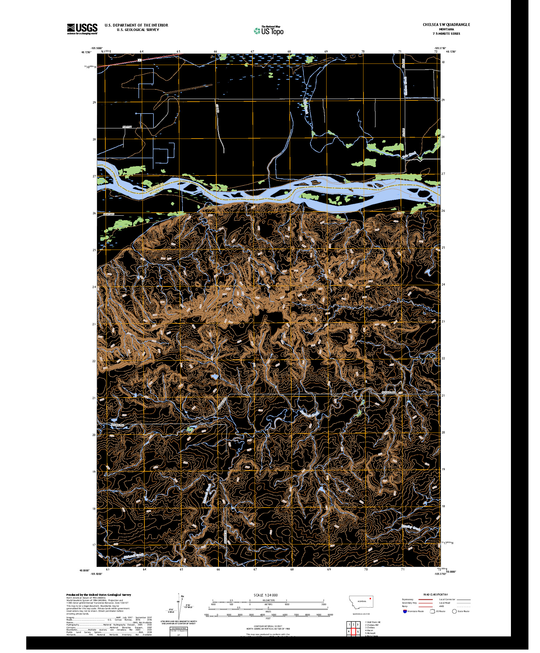 US TOPO 7.5-MINUTE MAP FOR CHELSEA SW, MT
