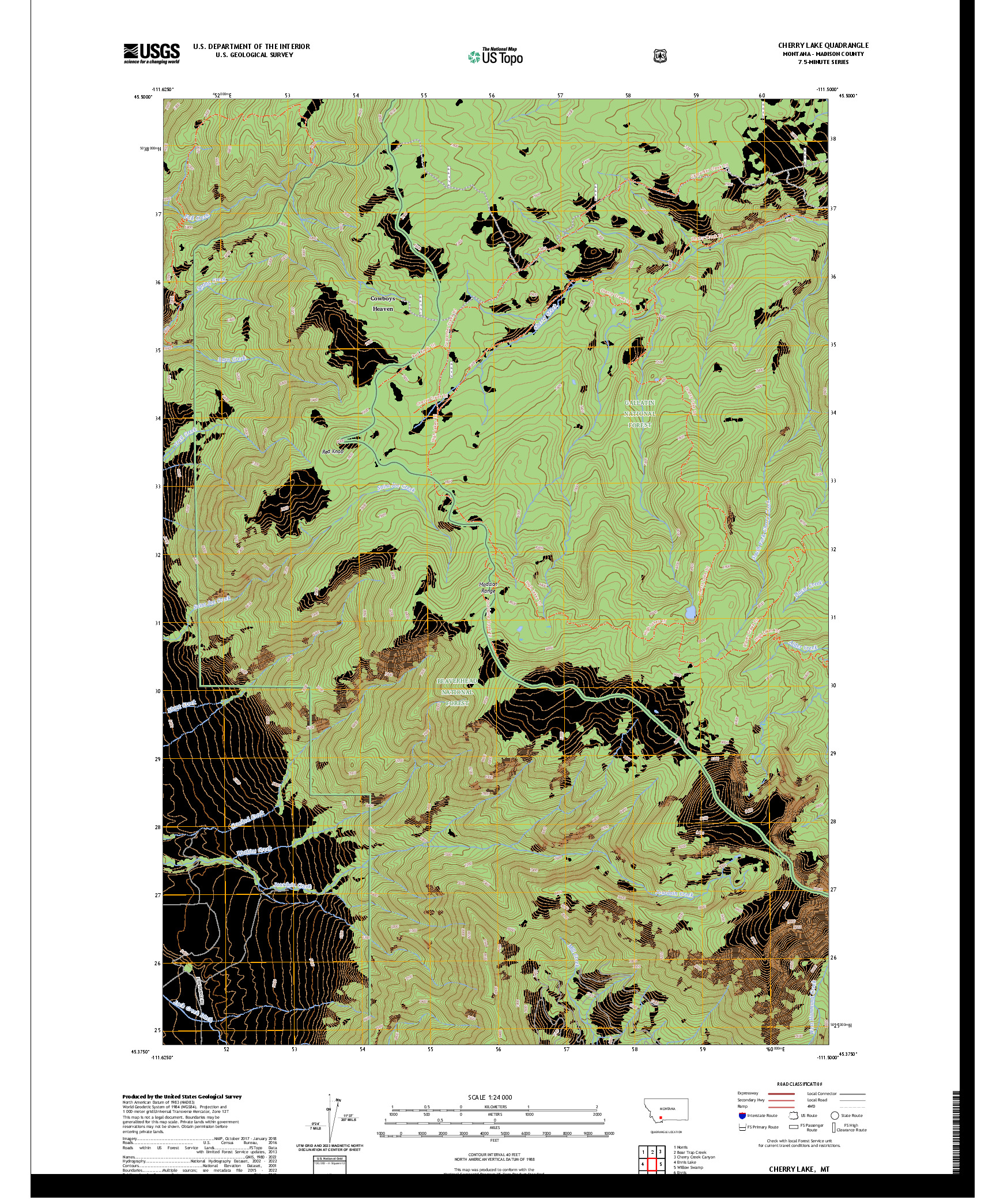 US TOPO 7.5-MINUTE MAP FOR CHERRY LAKE, MT