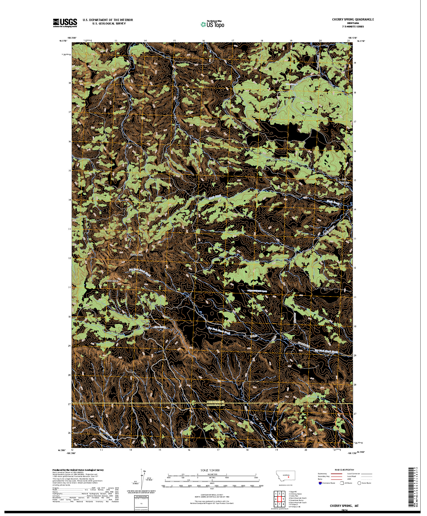 US TOPO 7.5-MINUTE MAP FOR CHERRY SPRING, MT