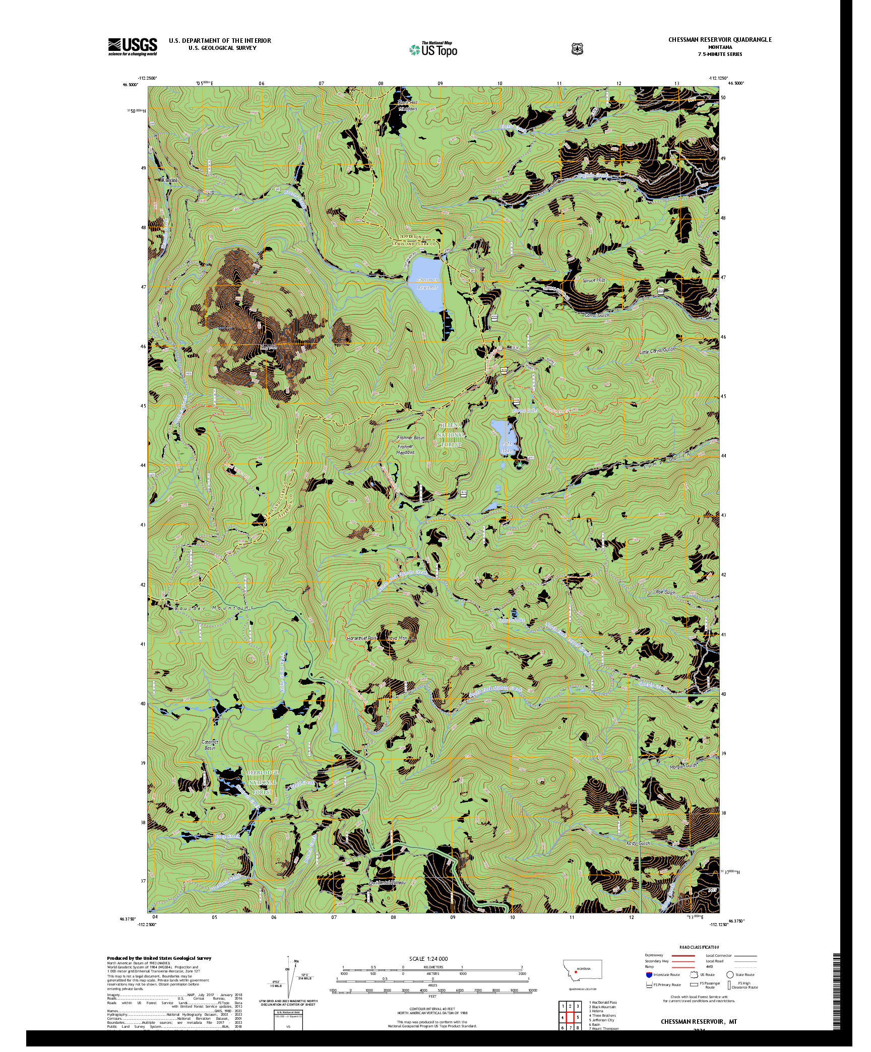 US TOPO 7.5-MINUTE MAP FOR CHESSMAN RESERVOIR, MT