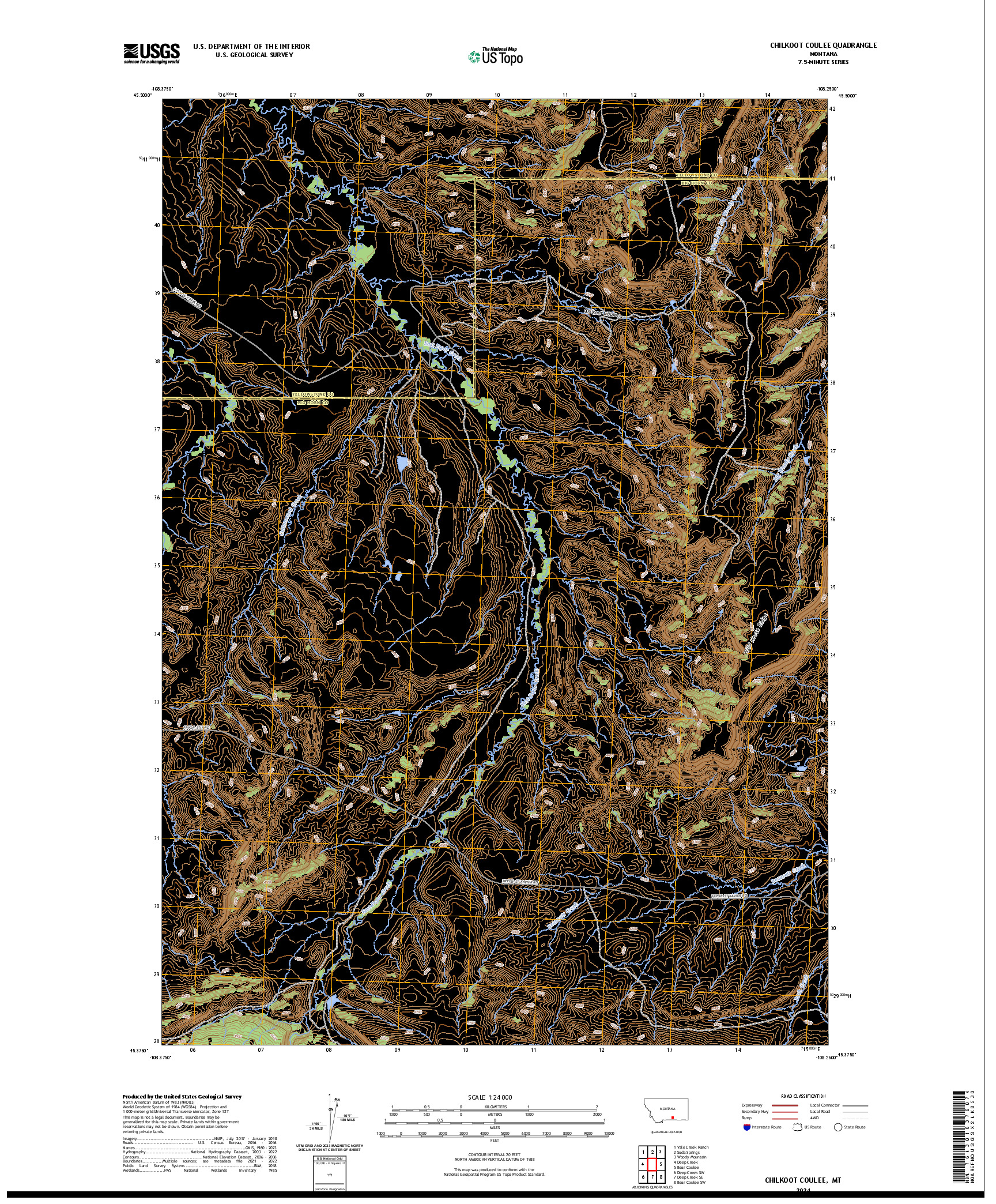 US TOPO 7.5-MINUTE MAP FOR CHILKOOT COULEE, MT