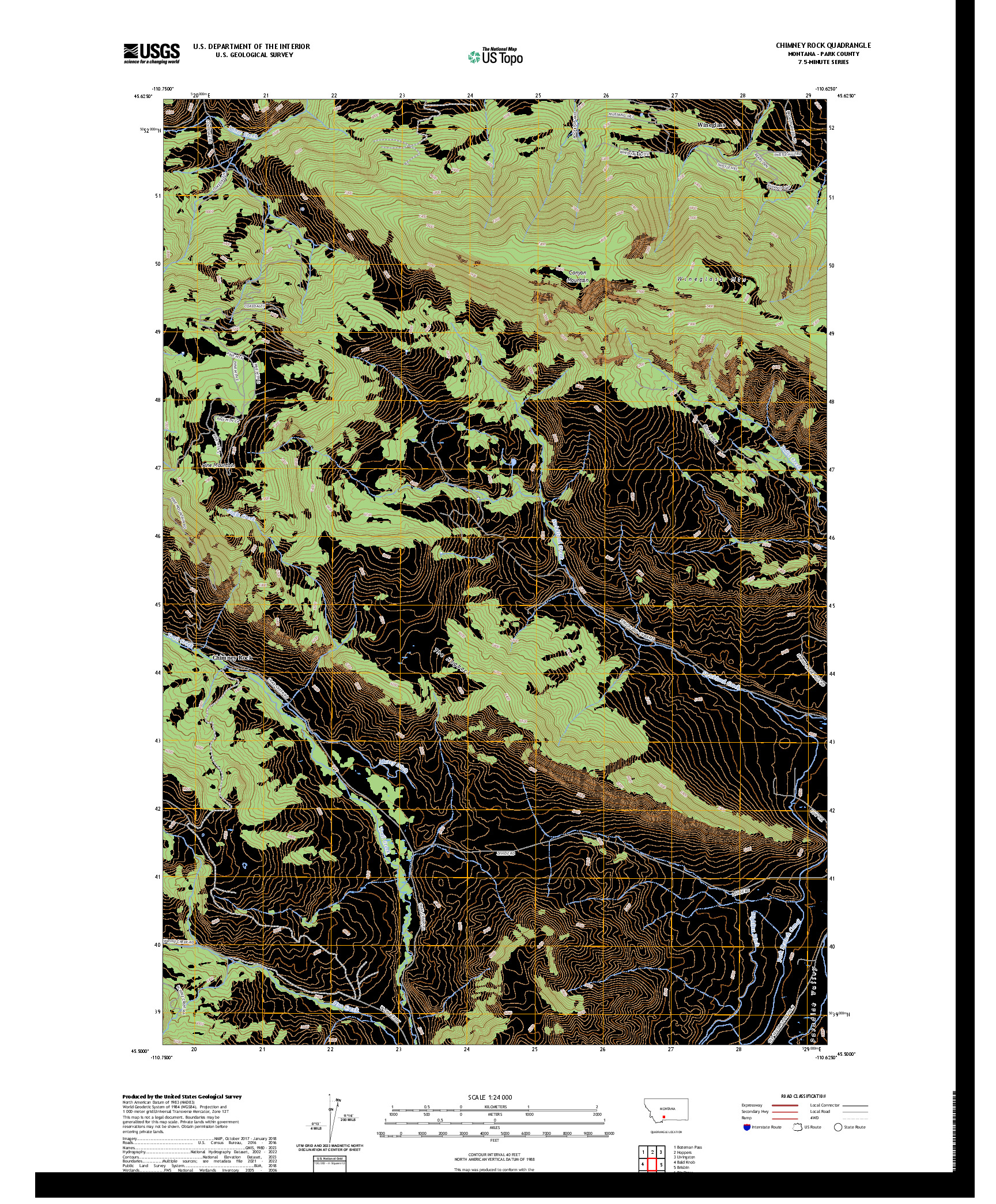 US TOPO 7.5-MINUTE MAP FOR CHIMNEY ROCK, MT