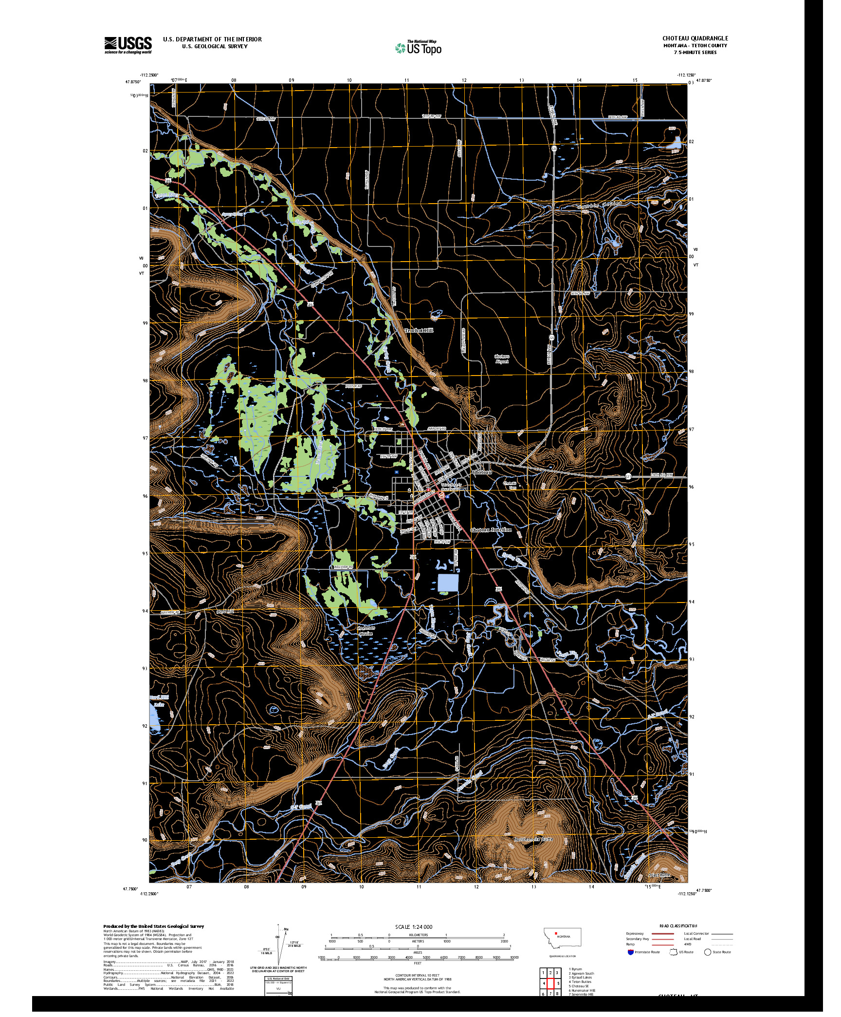 US TOPO 7.5-MINUTE MAP FOR CHOTEAU, MT