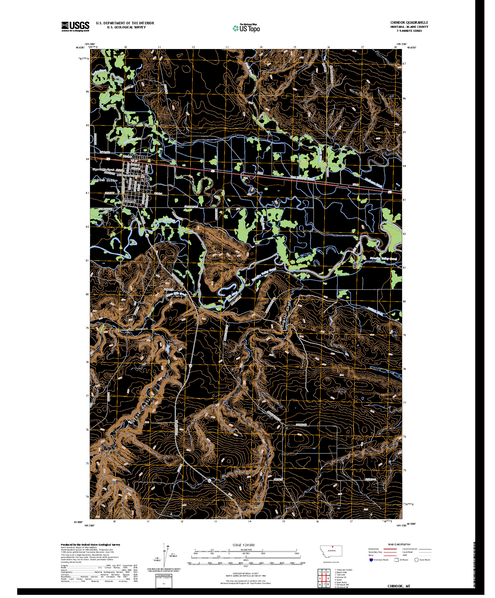 US TOPO 7.5-MINUTE MAP FOR CHINOOK, MT