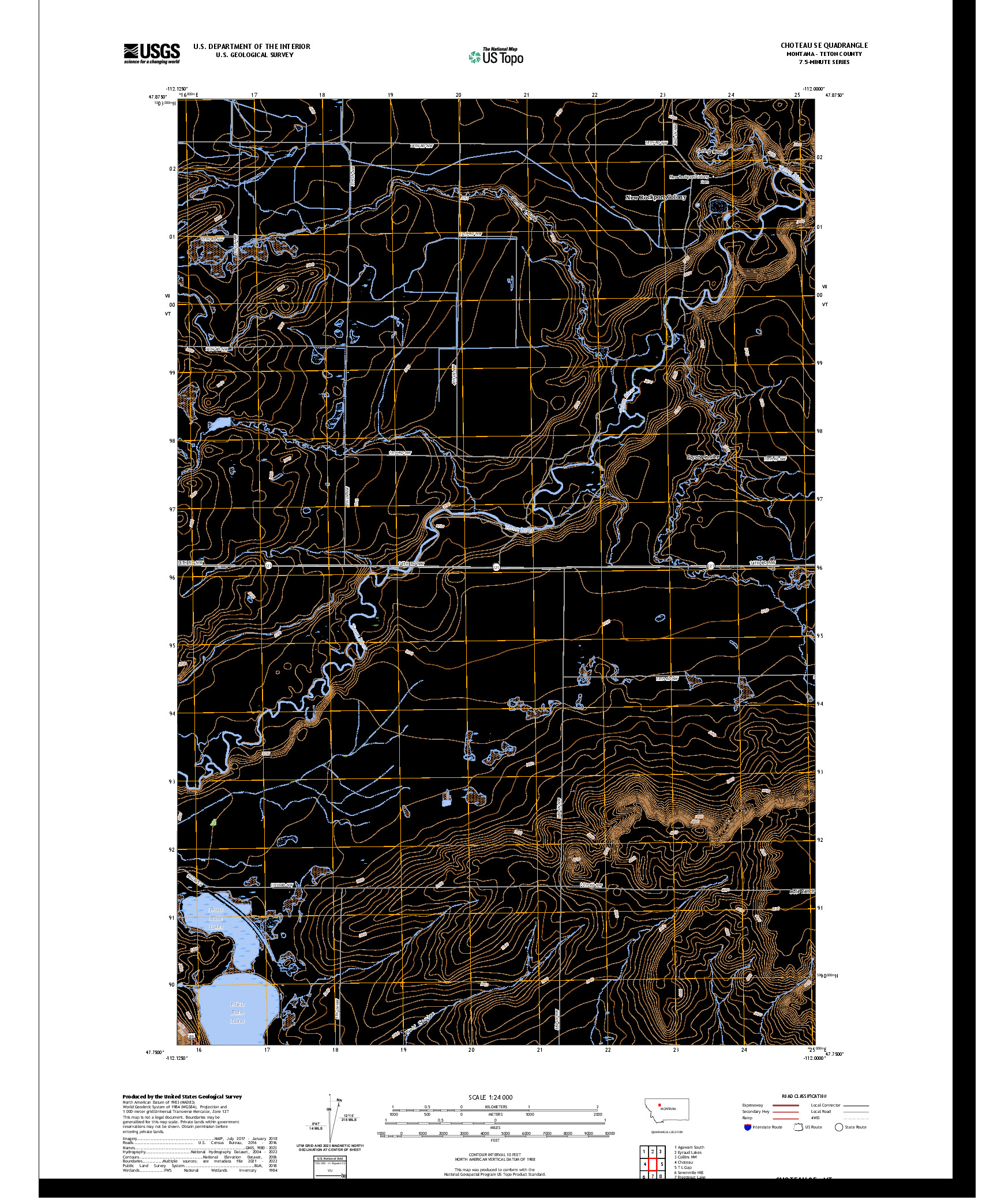 US TOPO 7.5-MINUTE MAP FOR CHOTEAU SE, MT