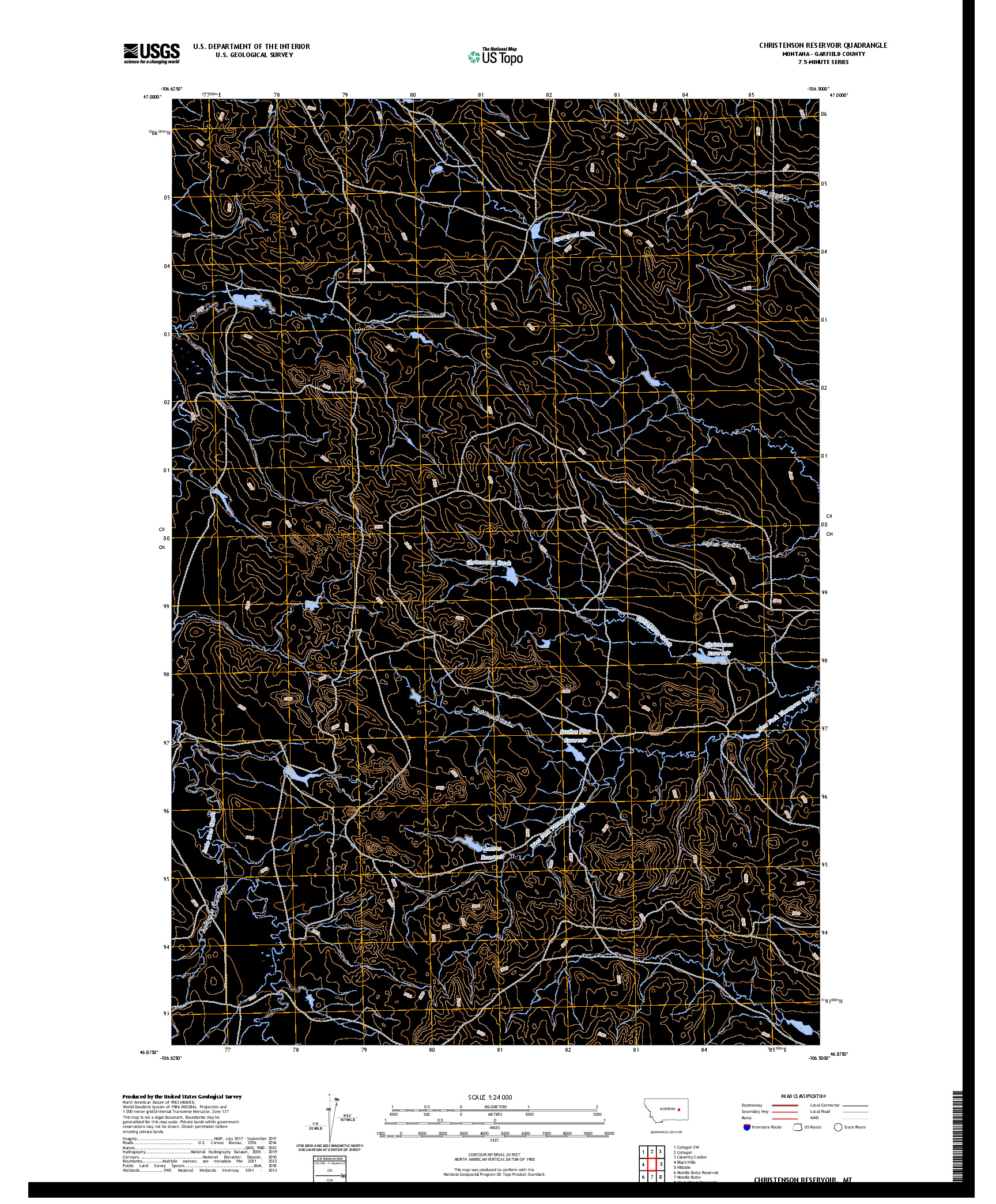 US TOPO 7.5-MINUTE MAP FOR CHRISTENSON RESERVOIR, MT