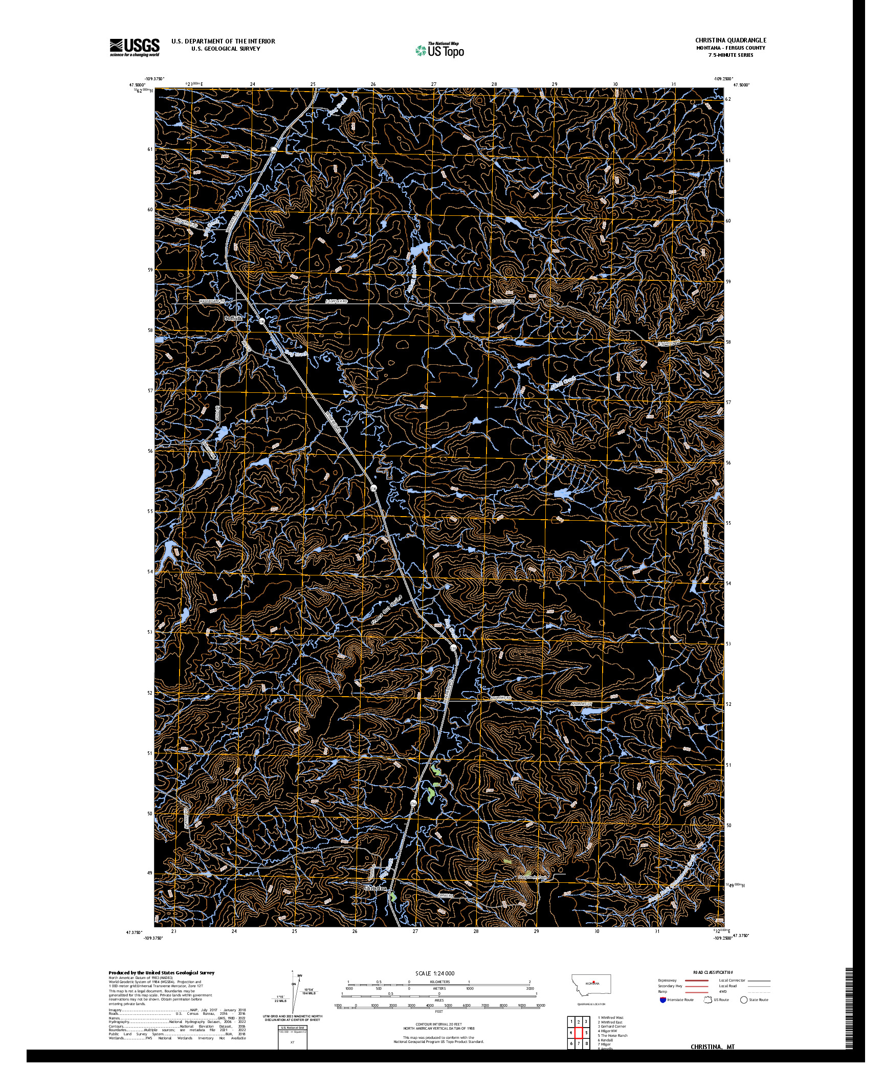 US TOPO 7.5-MINUTE MAP FOR CHRISTINA, MT