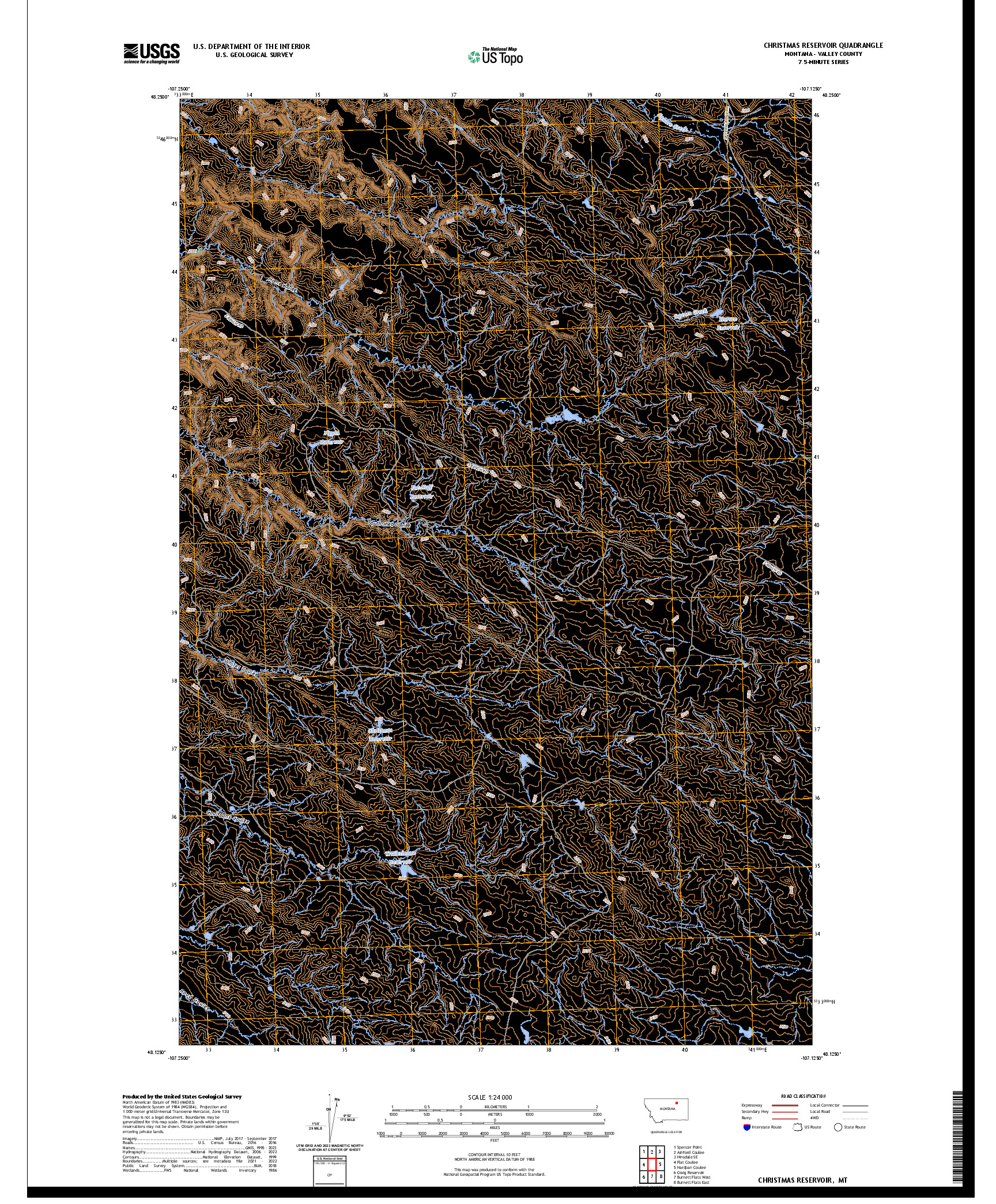 US TOPO 7.5-MINUTE MAP FOR CHRISTMAS RESERVOIR, MT