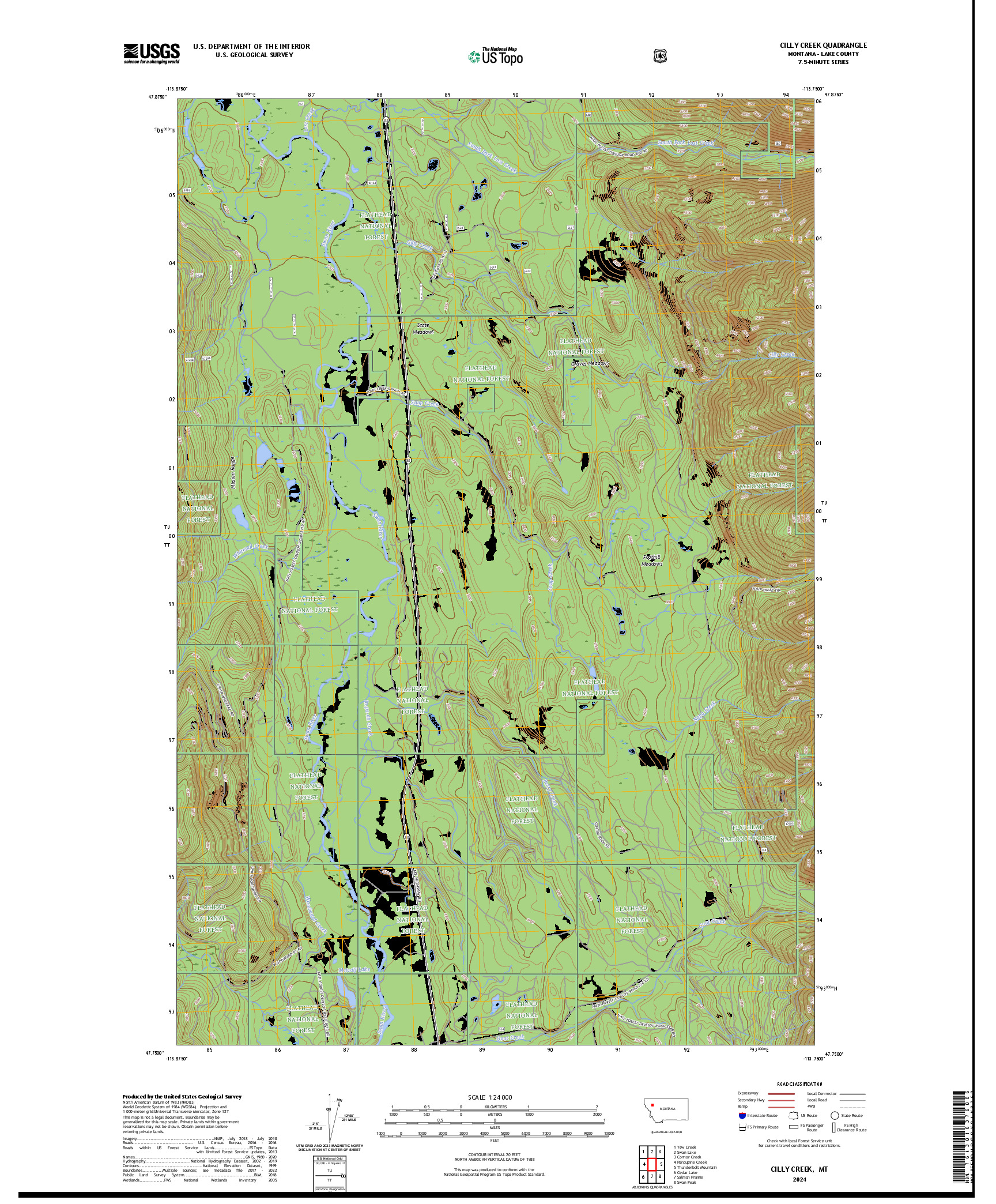 US TOPO 7.5-MINUTE MAP FOR CILLY CREEK, MT