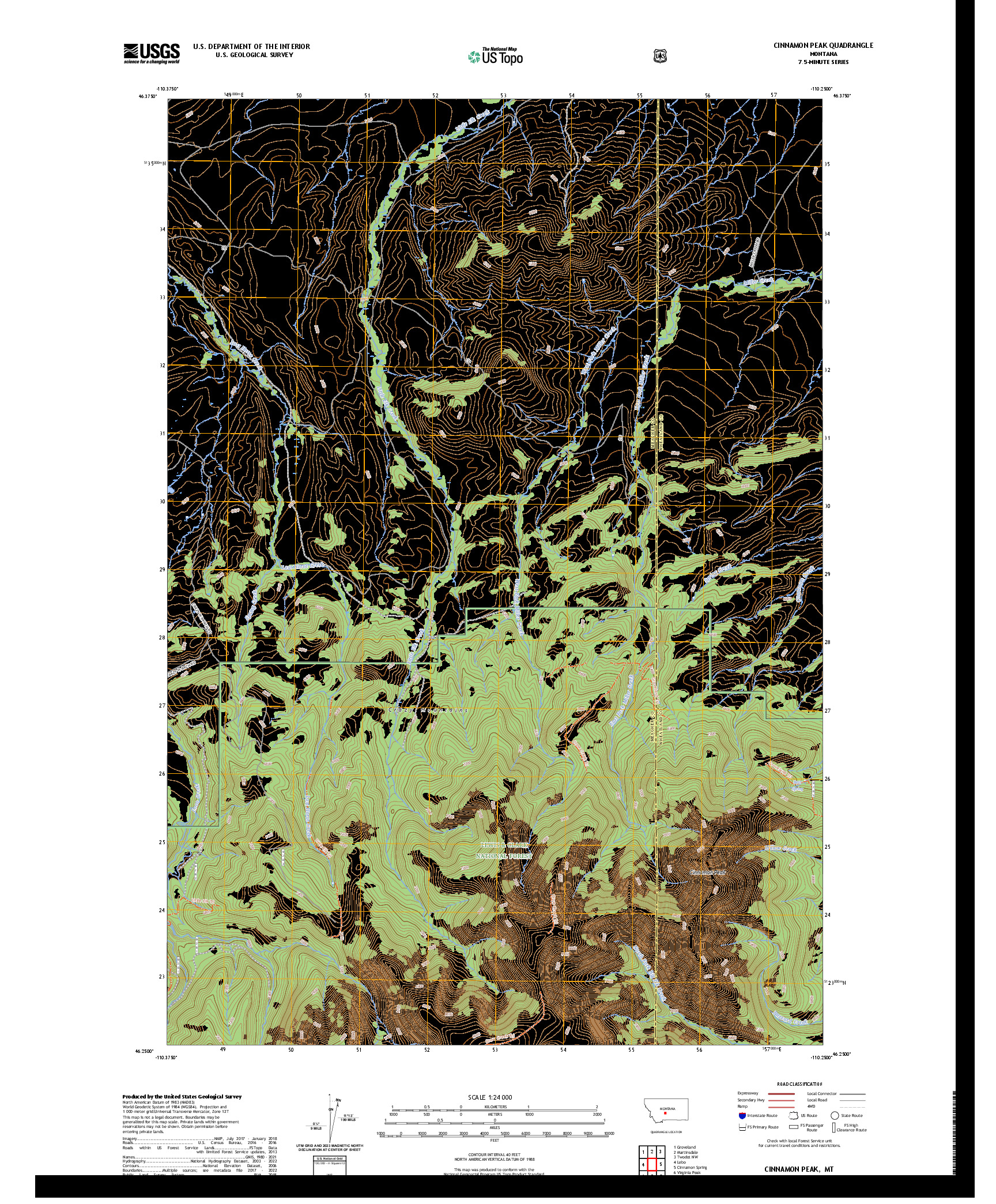 US TOPO 7.5-MINUTE MAP FOR CINNAMON PEAK, MT