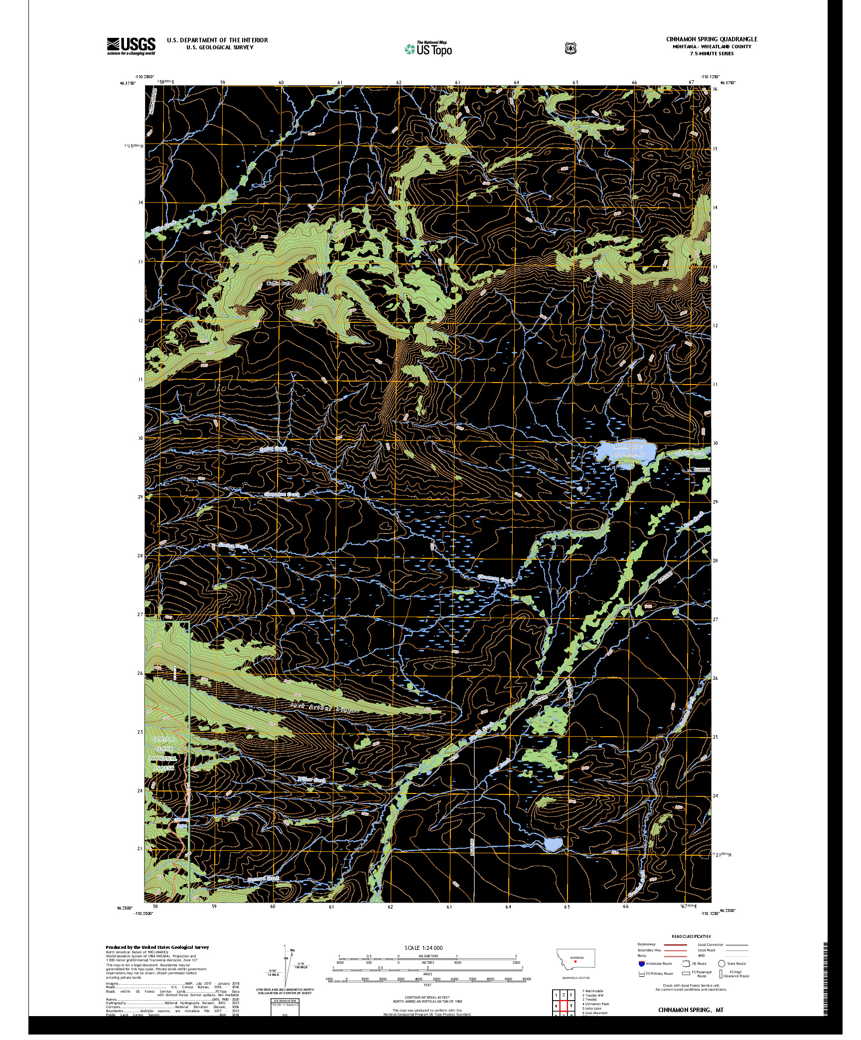 US TOPO 7.5-MINUTE MAP FOR CINNAMON SPRING, MT