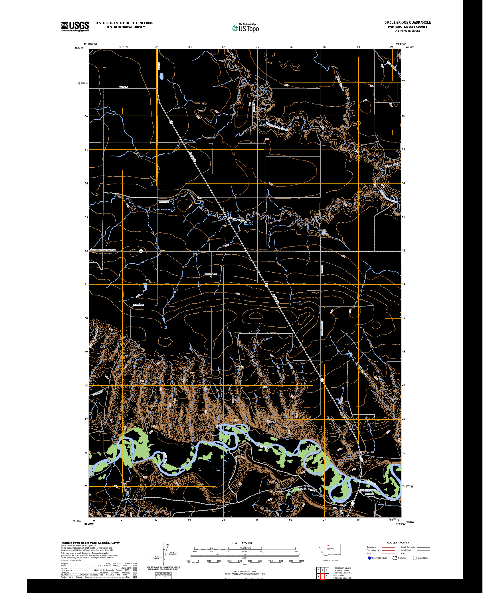 US TOPO 7.5-MINUTE MAP FOR CIRCLE BRIDGE, MT