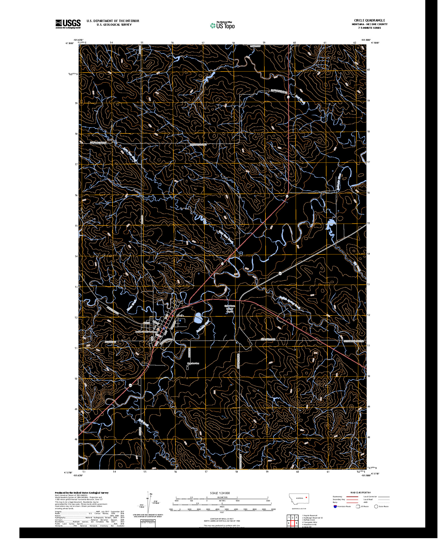 US TOPO 7.5-MINUTE MAP FOR CIRCLE, MT
