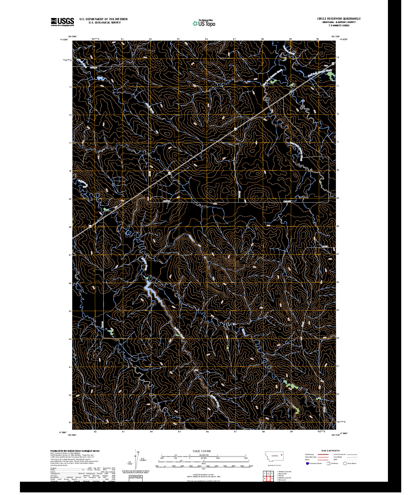 US TOPO 7.5-MINUTE MAP FOR CIRCLE RESERVOIR, MT