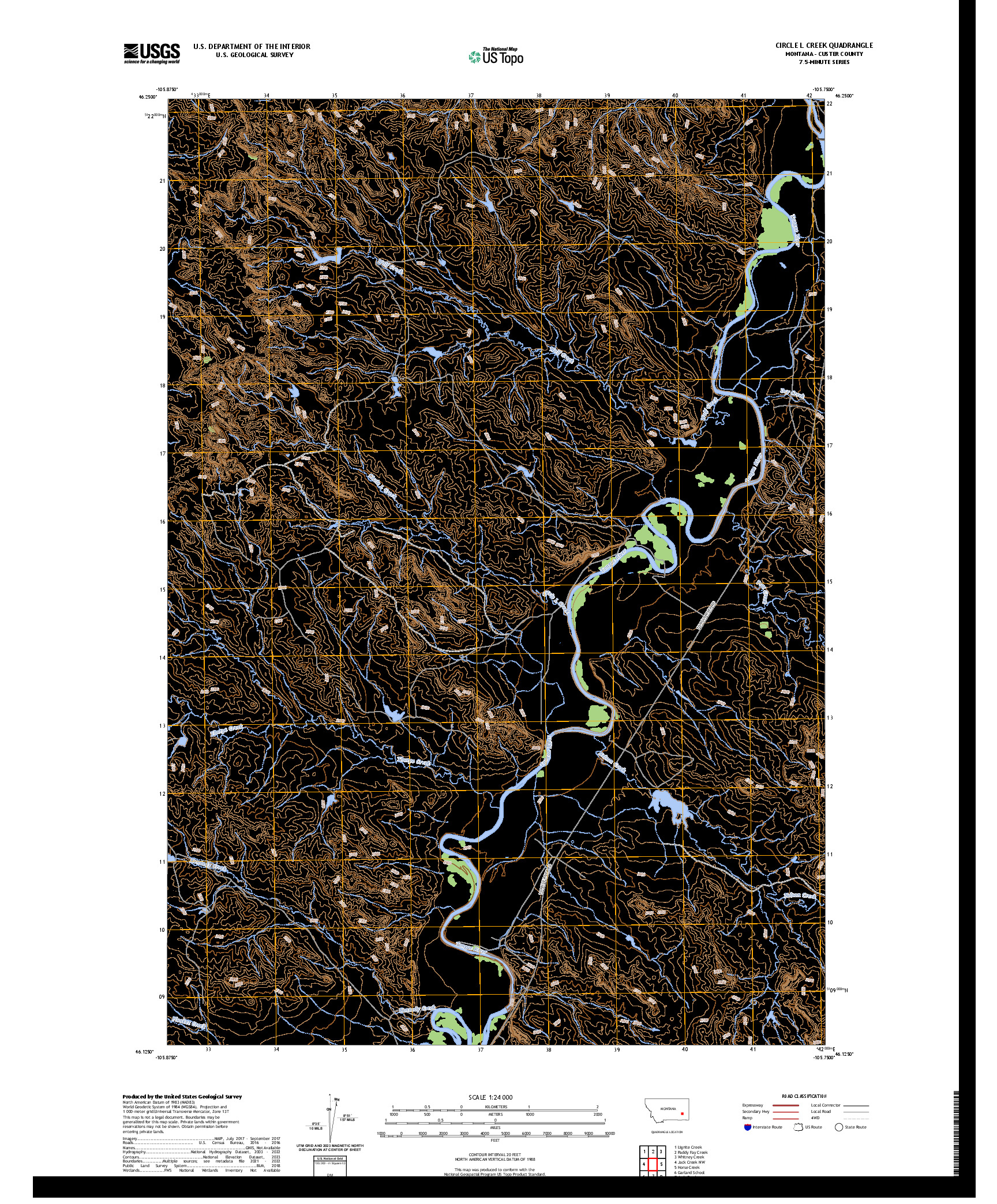 US TOPO 7.5-MINUTE MAP FOR CIRCLE L CREEK, MT