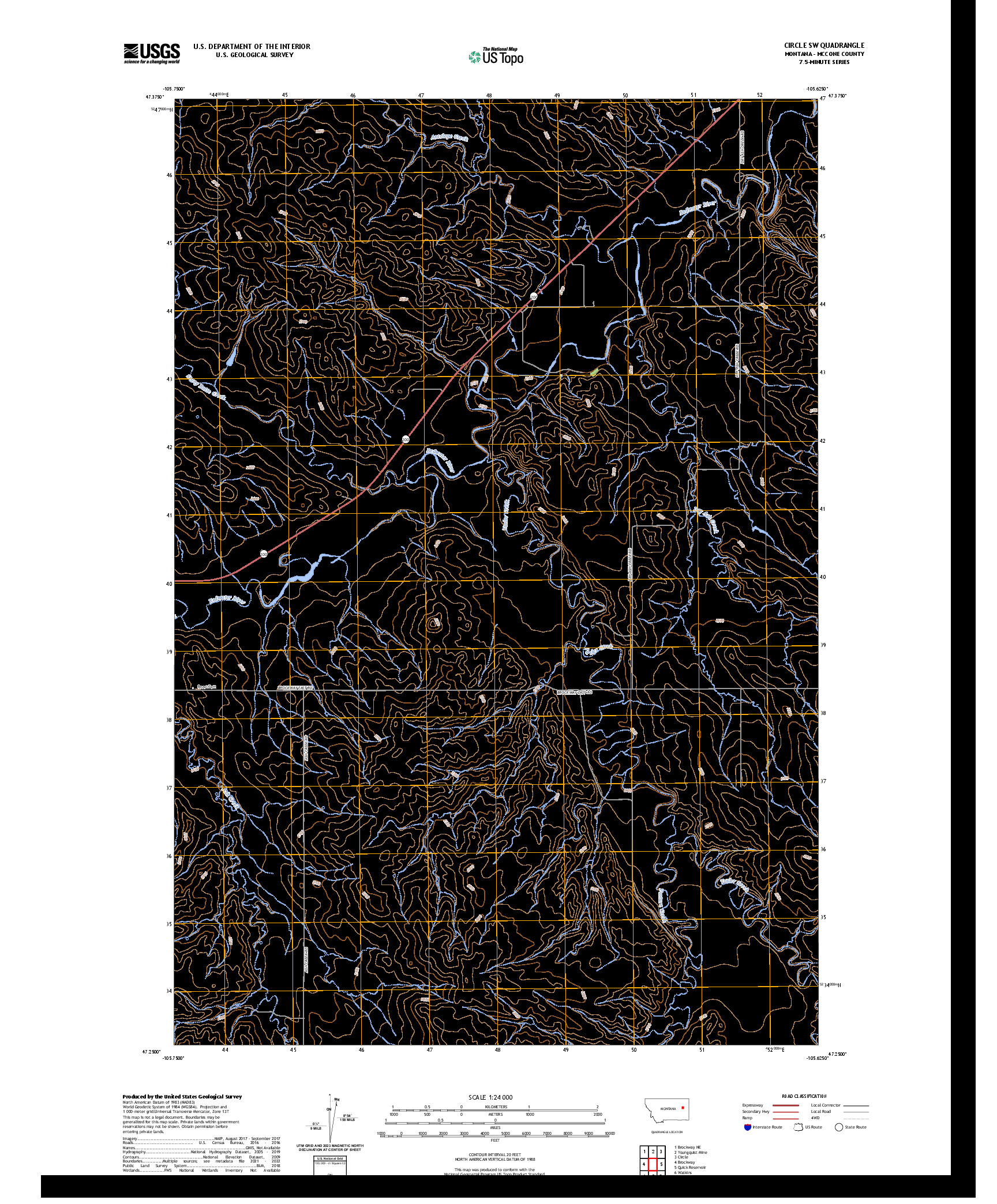 US TOPO 7.5-MINUTE MAP FOR CIRCLE SW, MT
