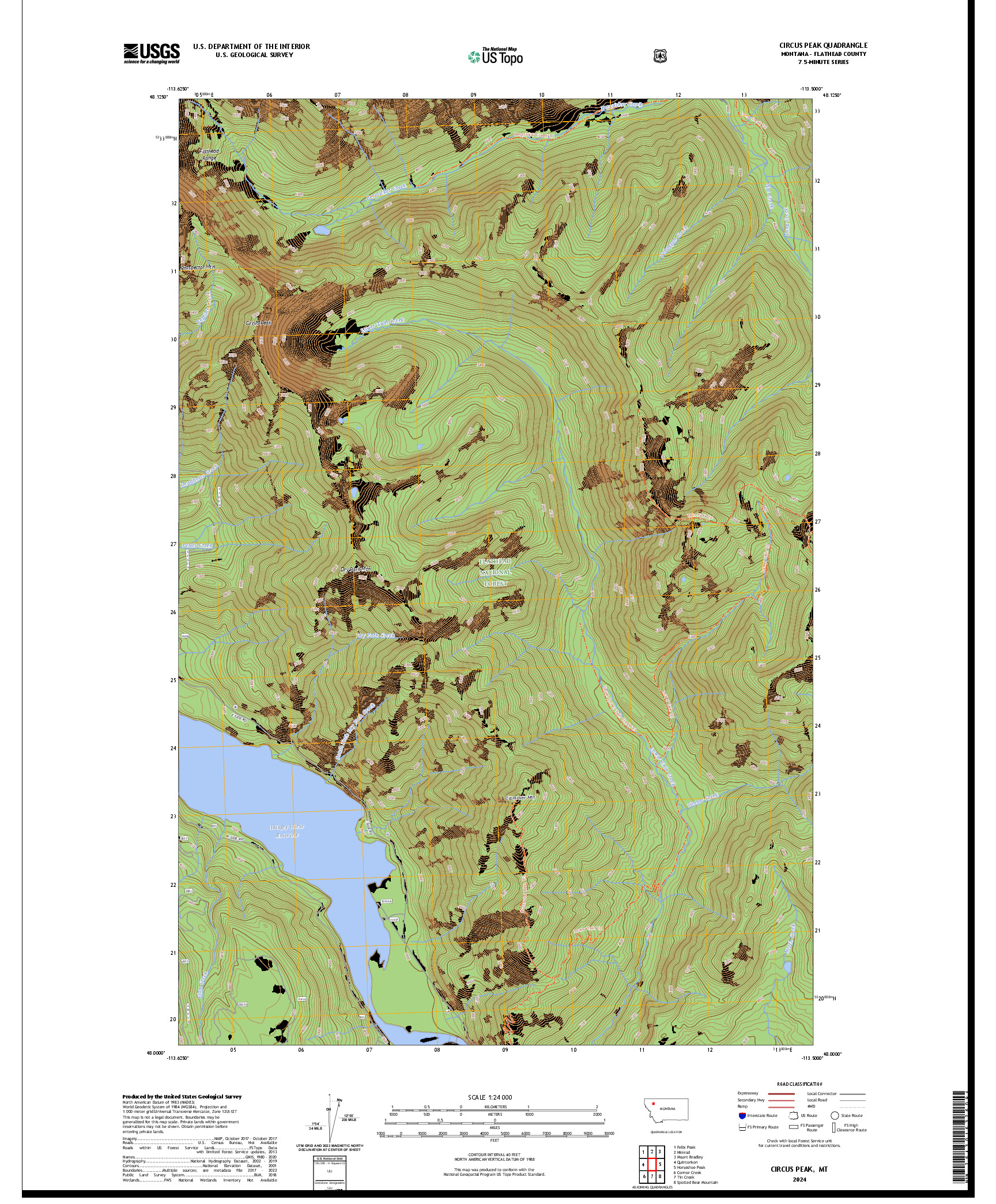US TOPO 7.5-MINUTE MAP FOR CIRCUS PEAK, MT