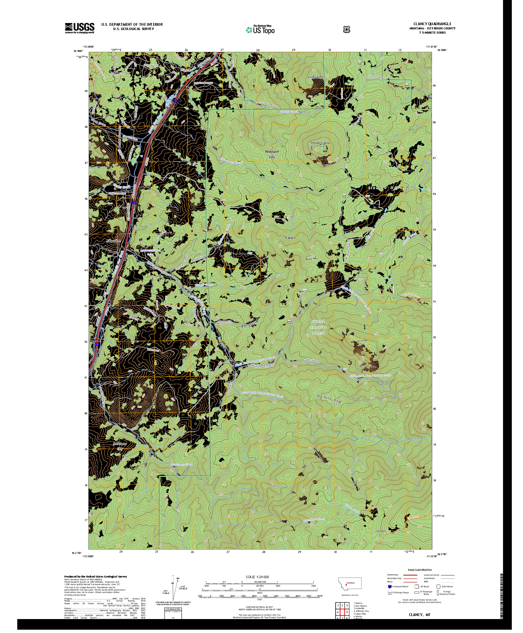 US TOPO 7.5-MINUTE MAP FOR CLANCY, MT
