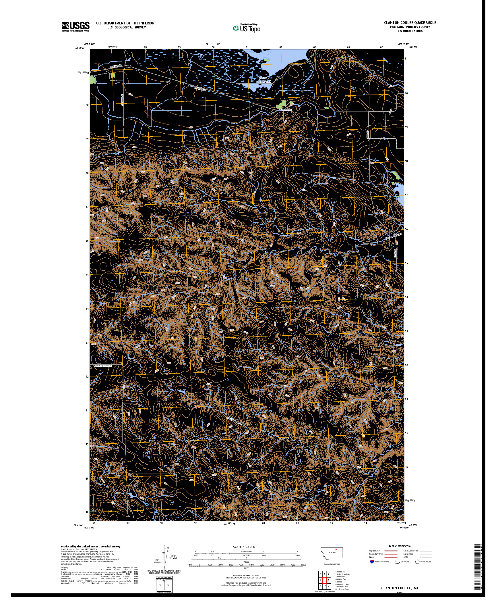 US TOPO 7.5-MINUTE MAP FOR CLANTON COULEE, MT