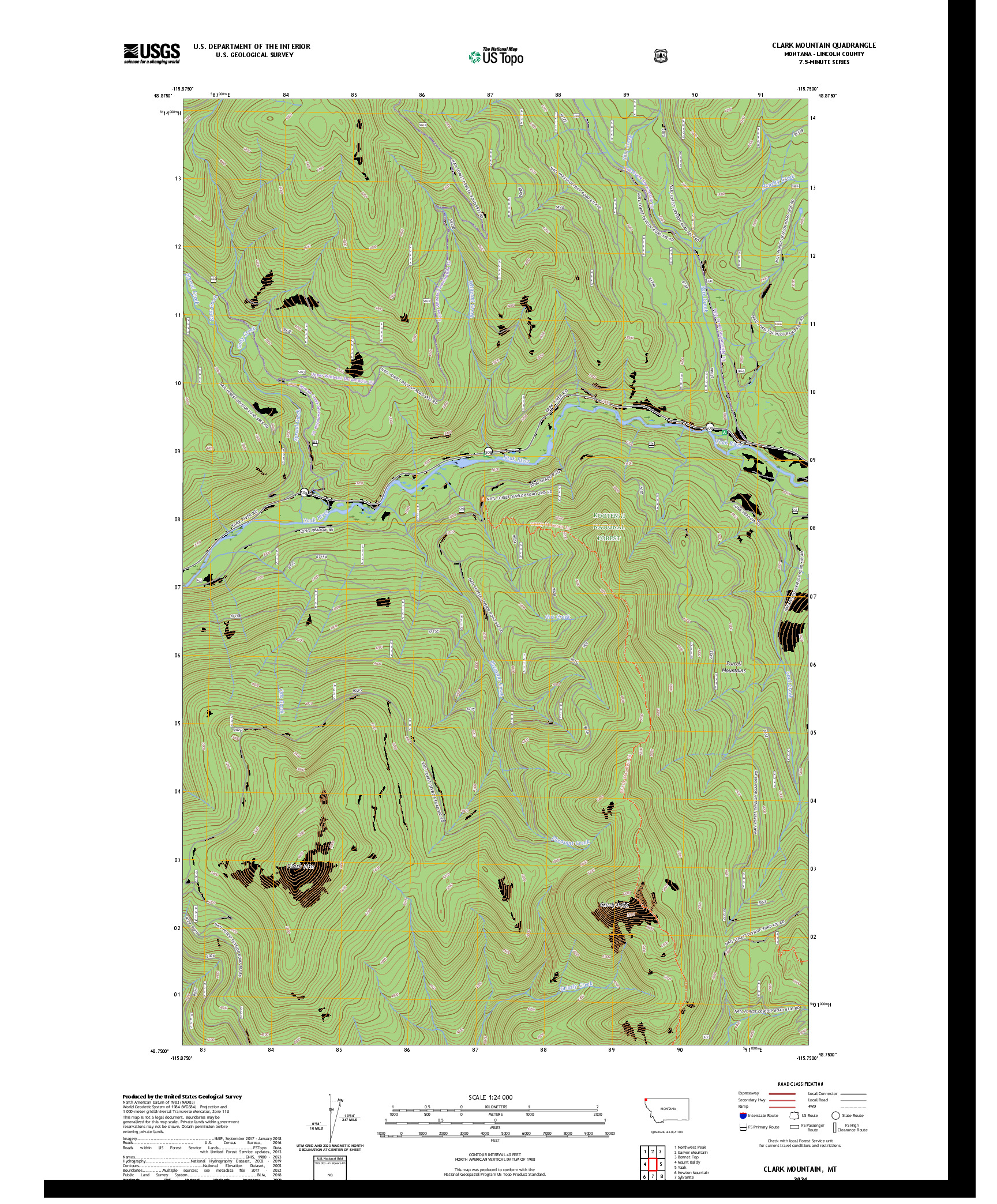 US TOPO 7.5-MINUTE MAP FOR CLARK MOUNTAIN, MT