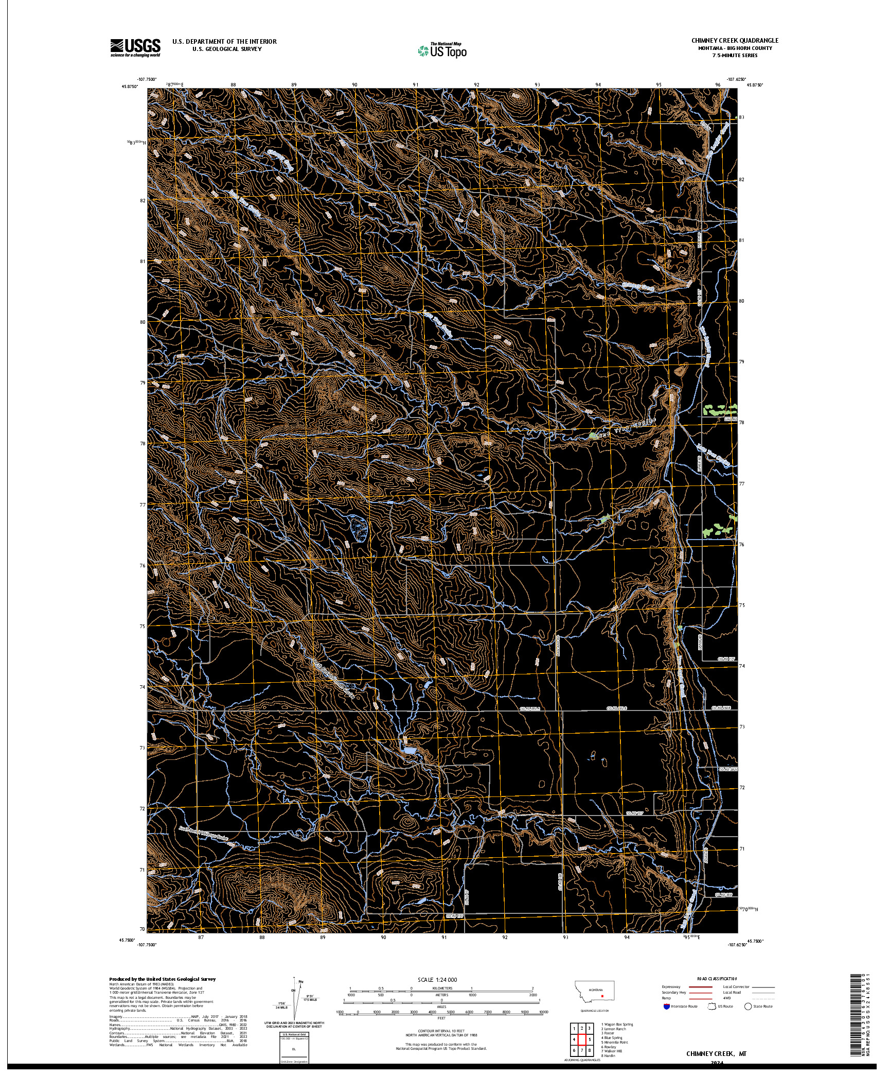 US TOPO 7.5-MINUTE MAP FOR CHIMNEY CREEK, MT