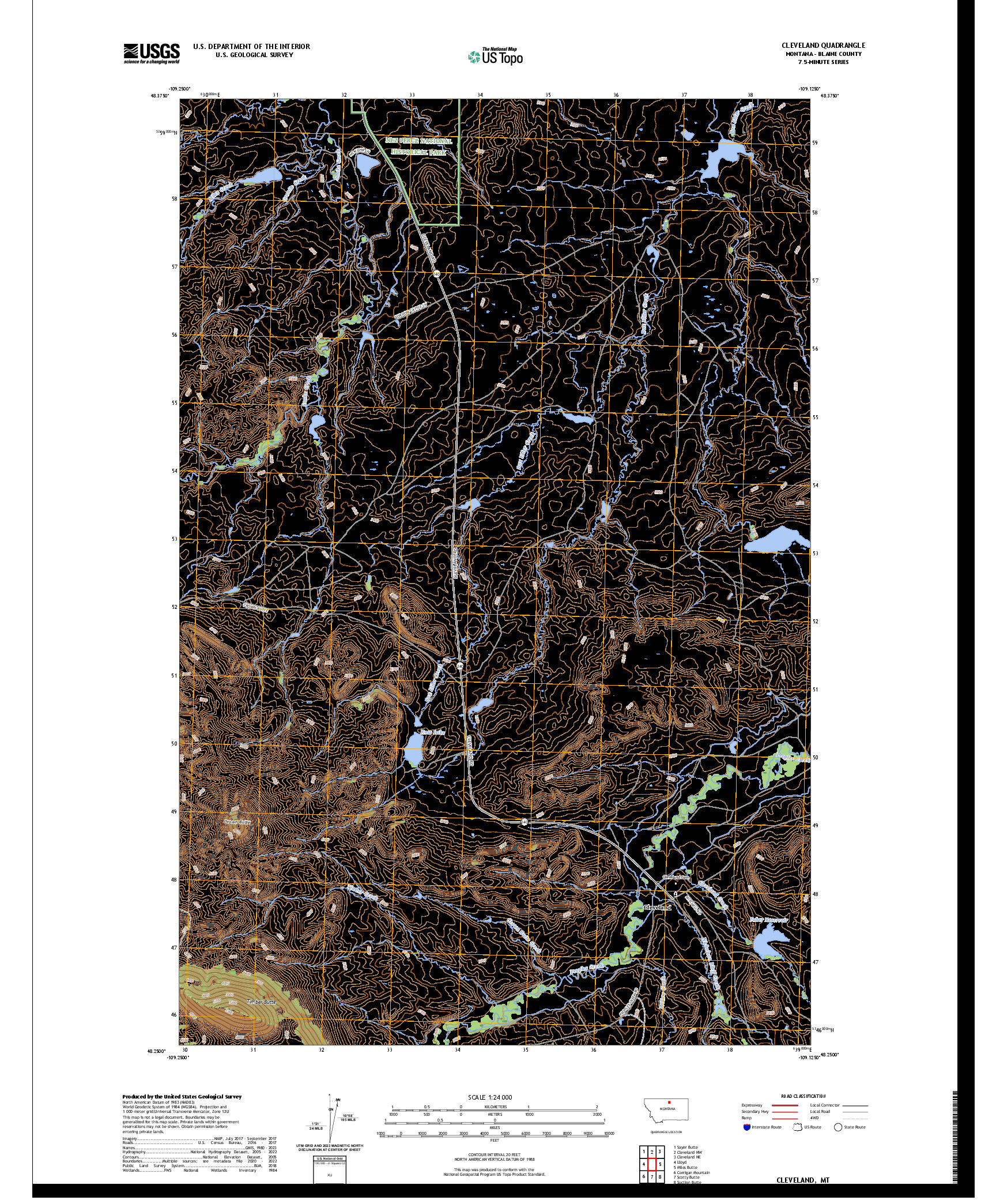 US TOPO 7.5-MINUTE MAP FOR CLEVELAND, MT