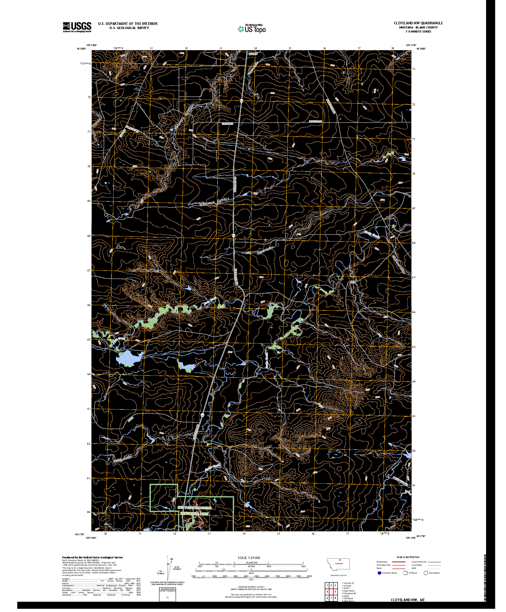 US TOPO 7.5-MINUTE MAP FOR CLEVELAND NW, MT