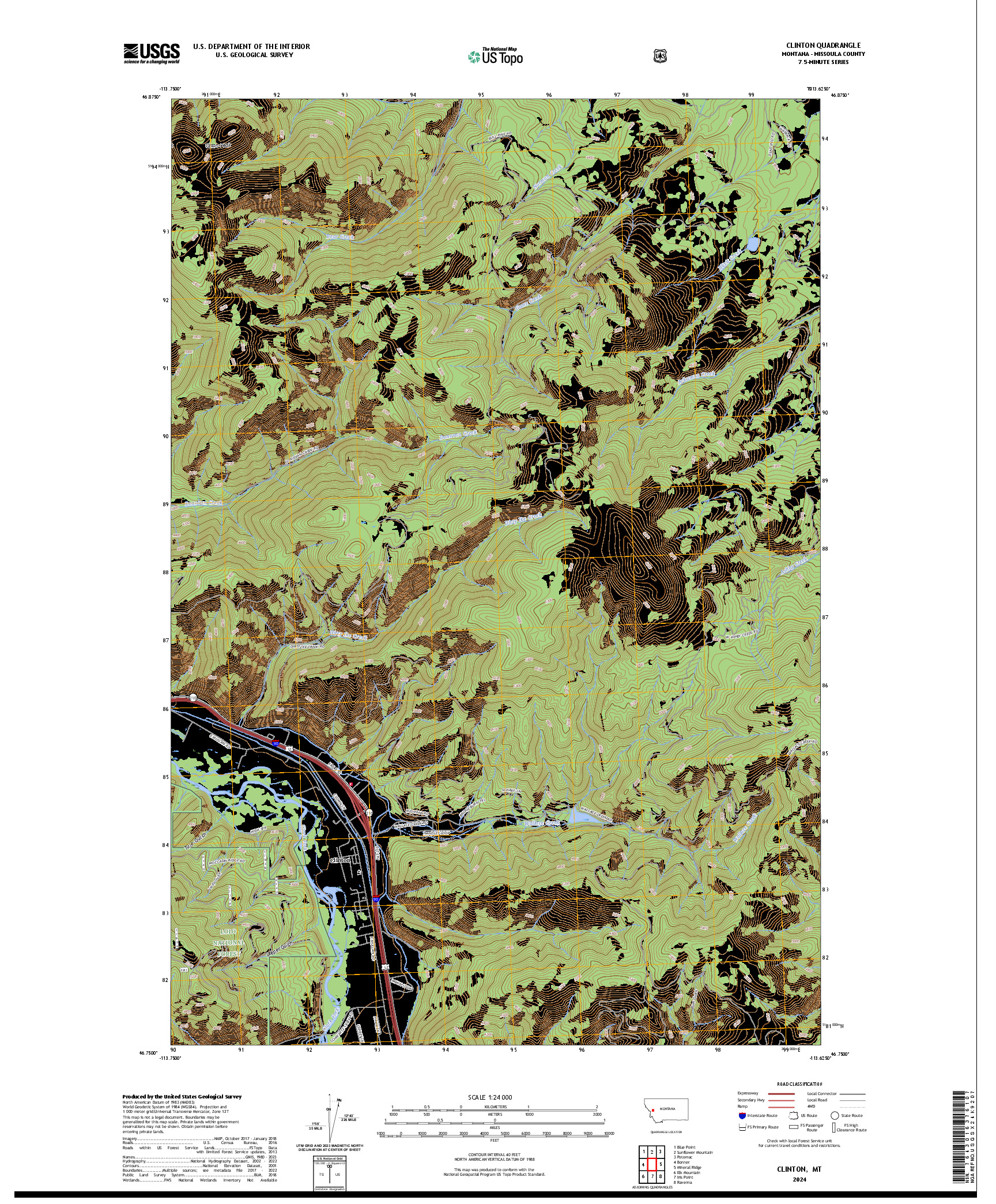 US TOPO 7.5-MINUTE MAP FOR CLINTON, MT