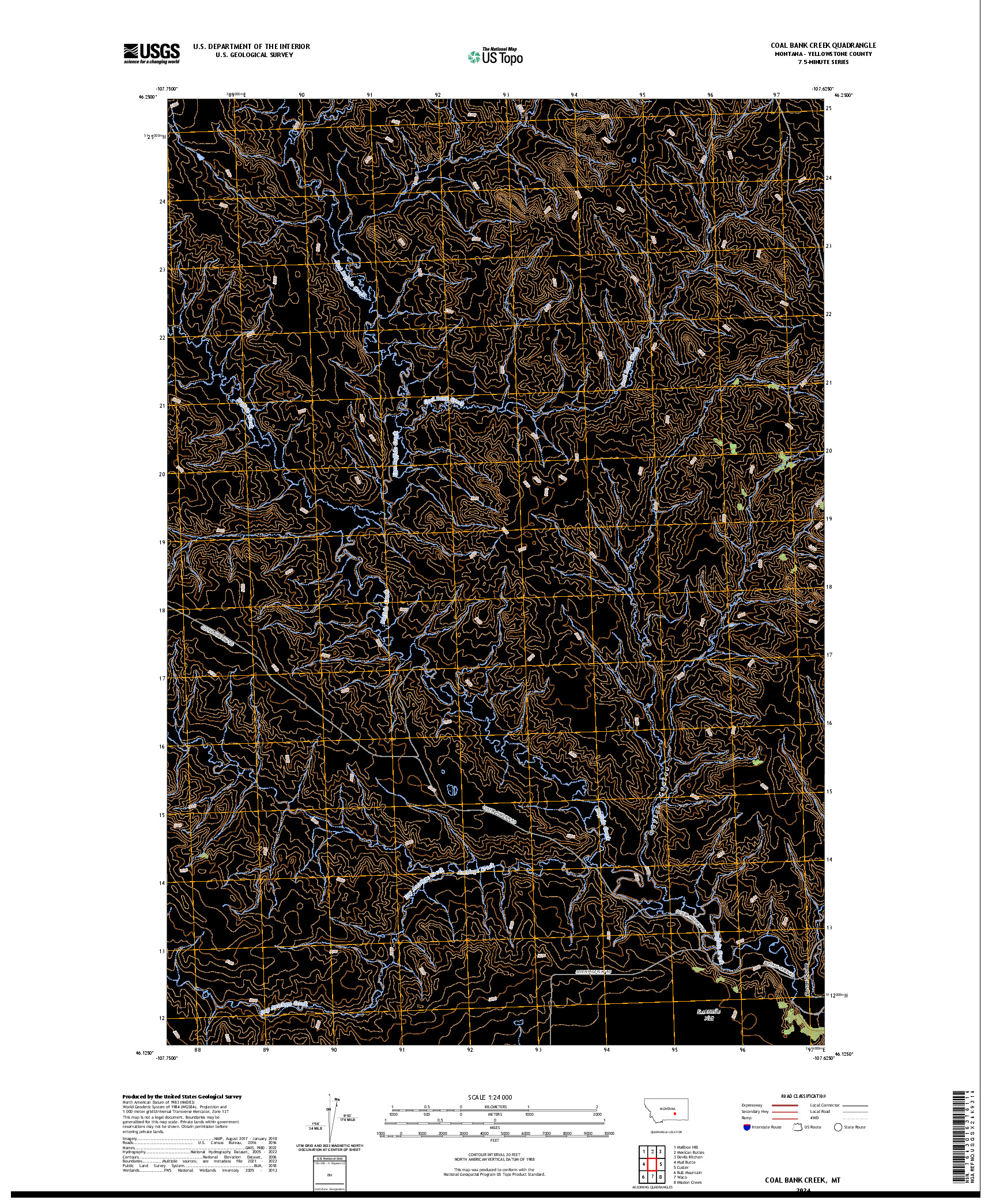US TOPO 7.5-MINUTE MAP FOR COAL BANK CREEK, MT