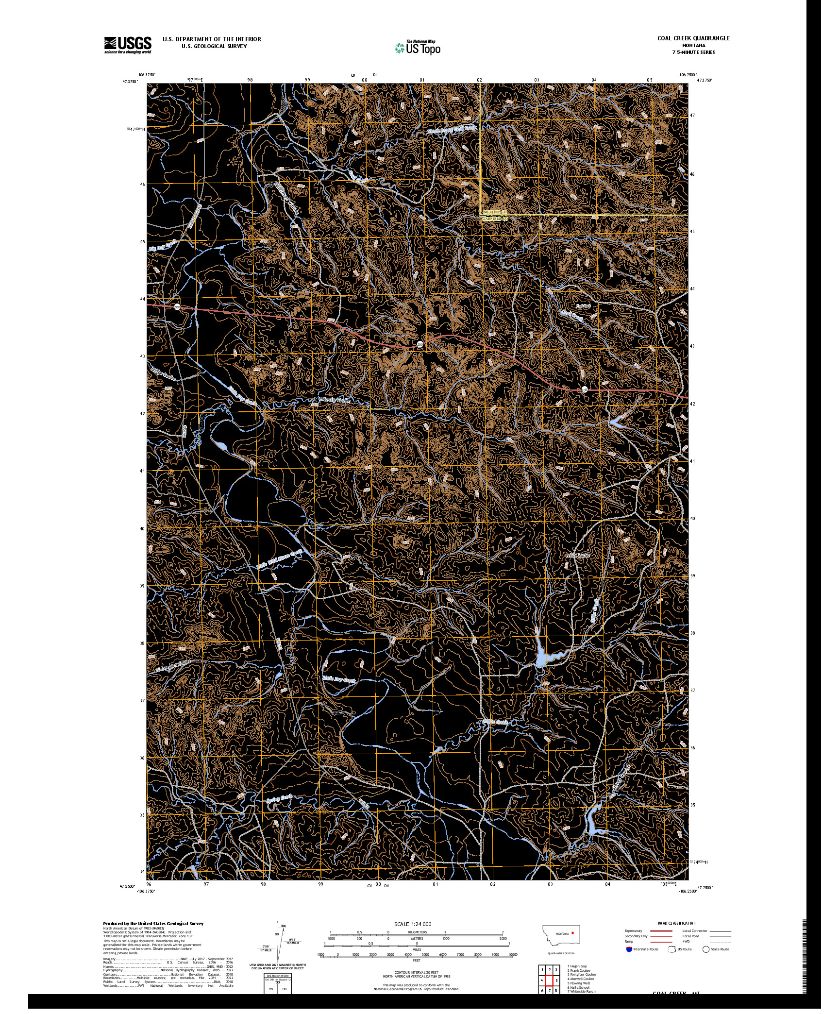 US TOPO 7.5-MINUTE MAP FOR COAL CREEK, MT