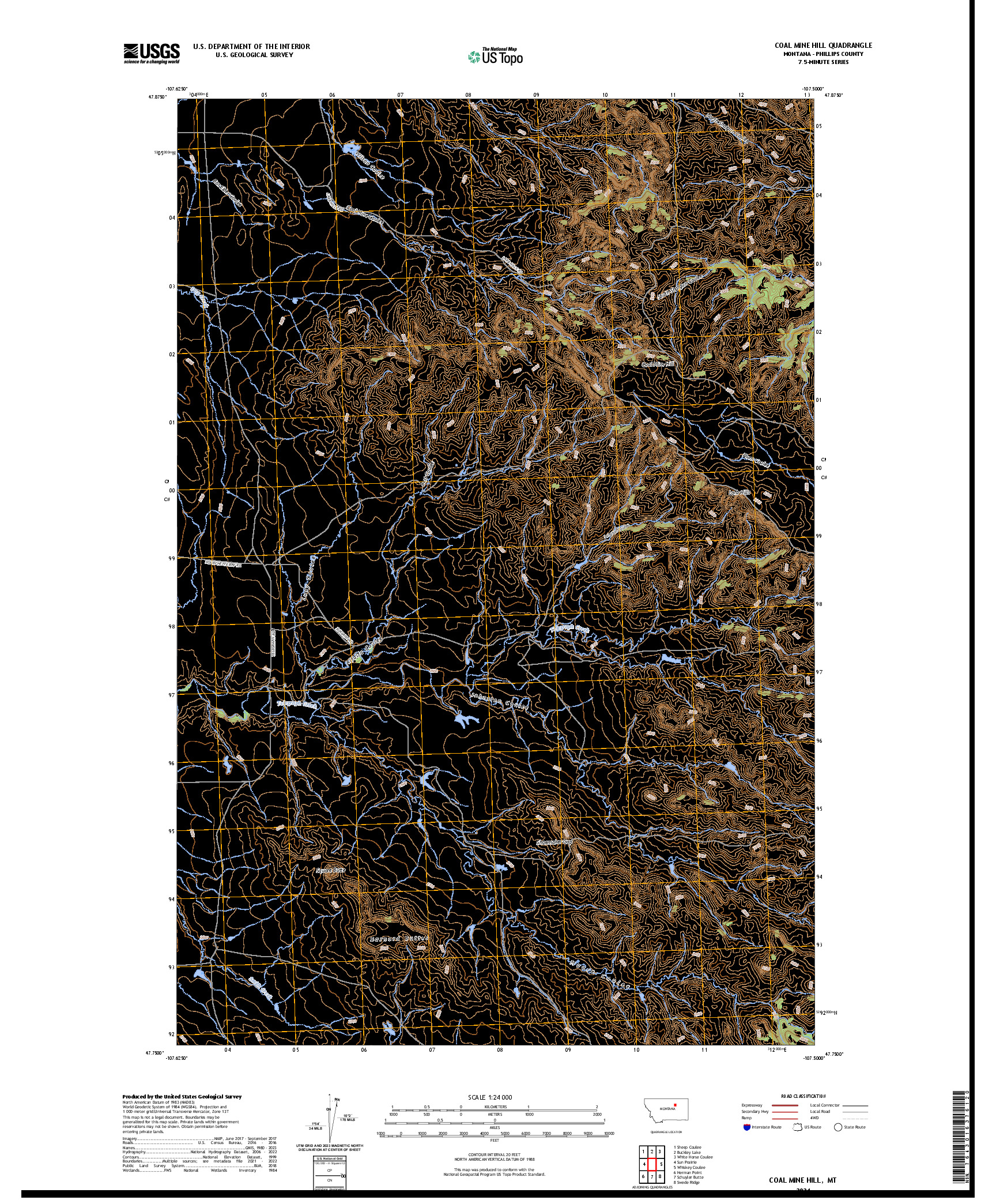 US TOPO 7.5-MINUTE MAP FOR COAL MINE HILL, MT