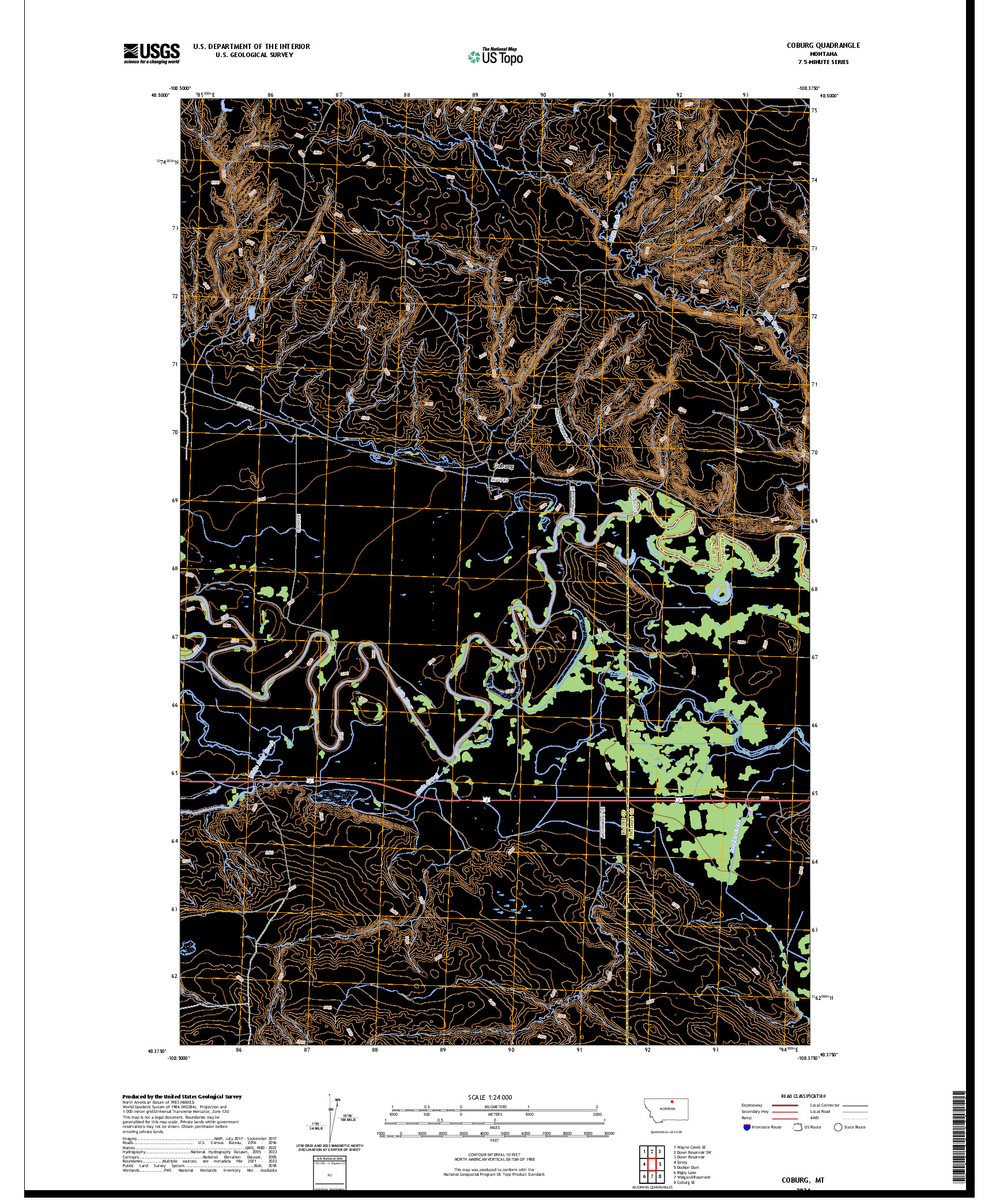 US TOPO 7.5-MINUTE MAP FOR COBURG, MT