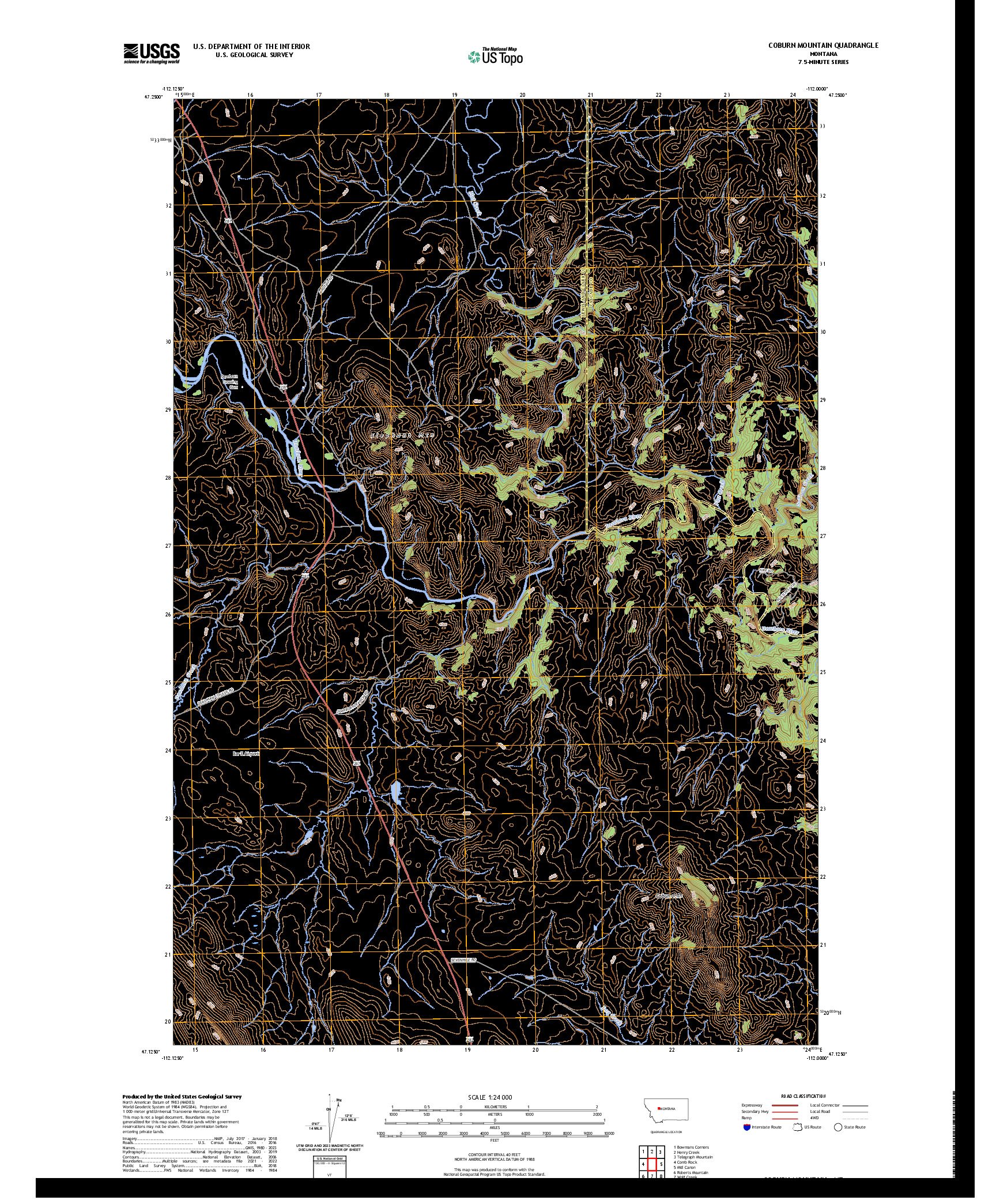 US TOPO 7.5-MINUTE MAP FOR COBURN MOUNTAIN, MT