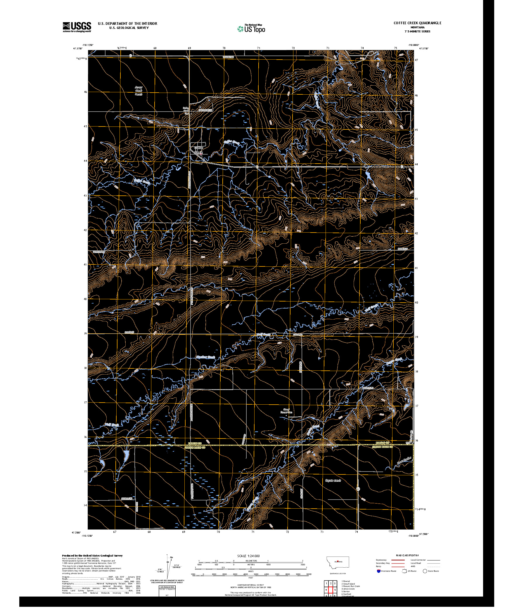 US TOPO 7.5-MINUTE MAP FOR COFFEE CREEK, MT