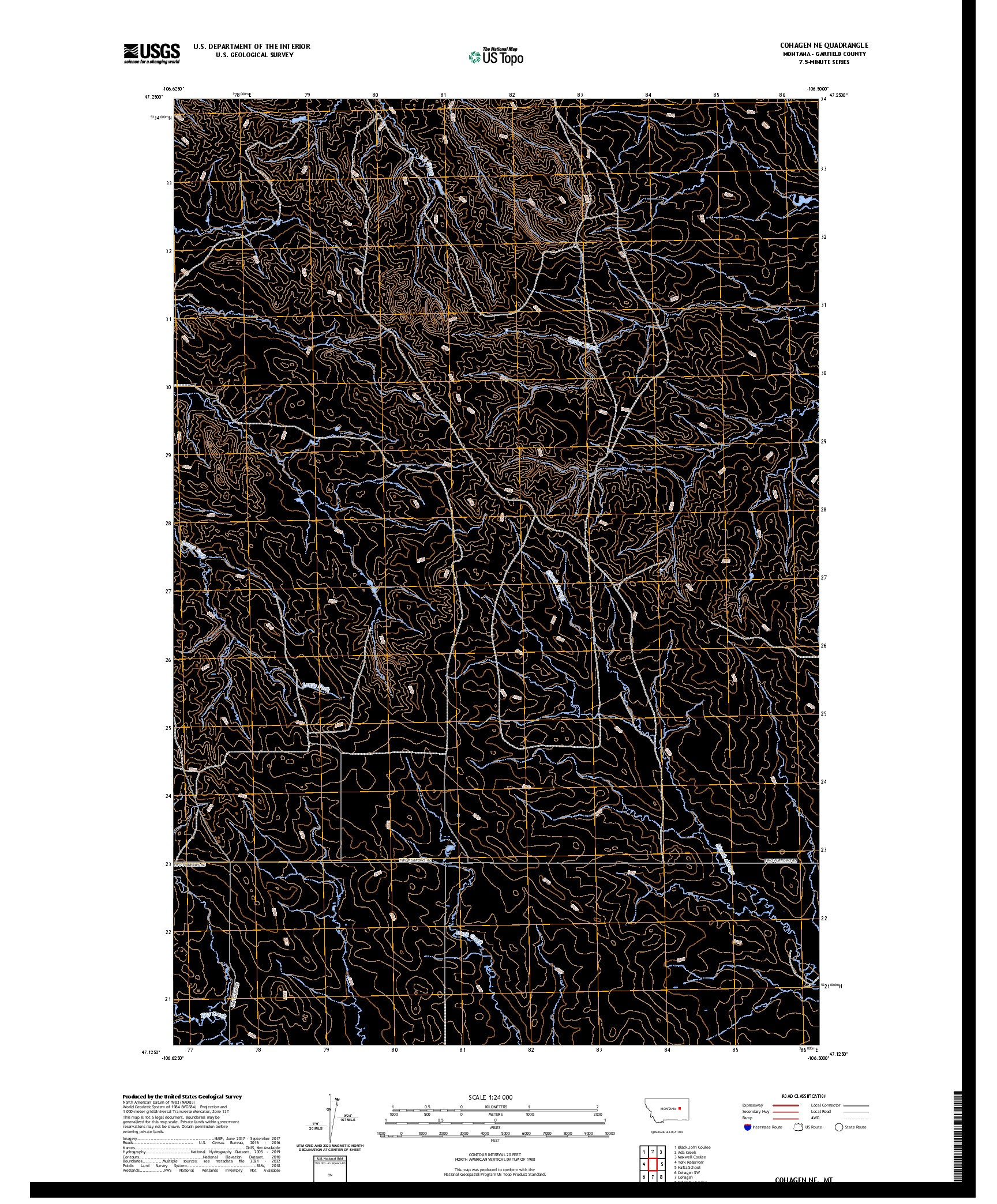 US TOPO 7.5-MINUTE MAP FOR COHAGEN NE, MT