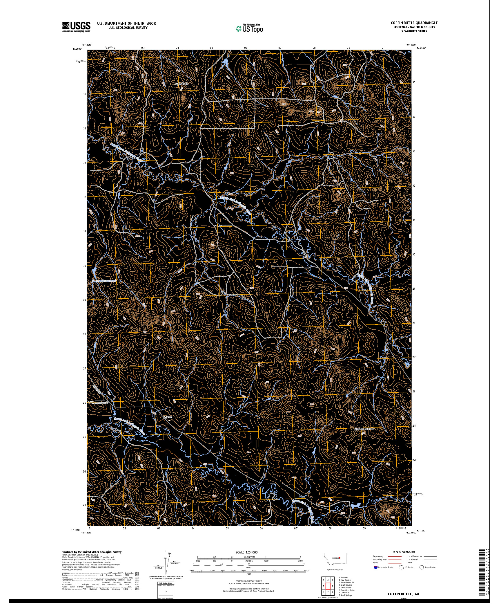 US TOPO 7.5-MINUTE MAP FOR COFFIN BUTTE, MT