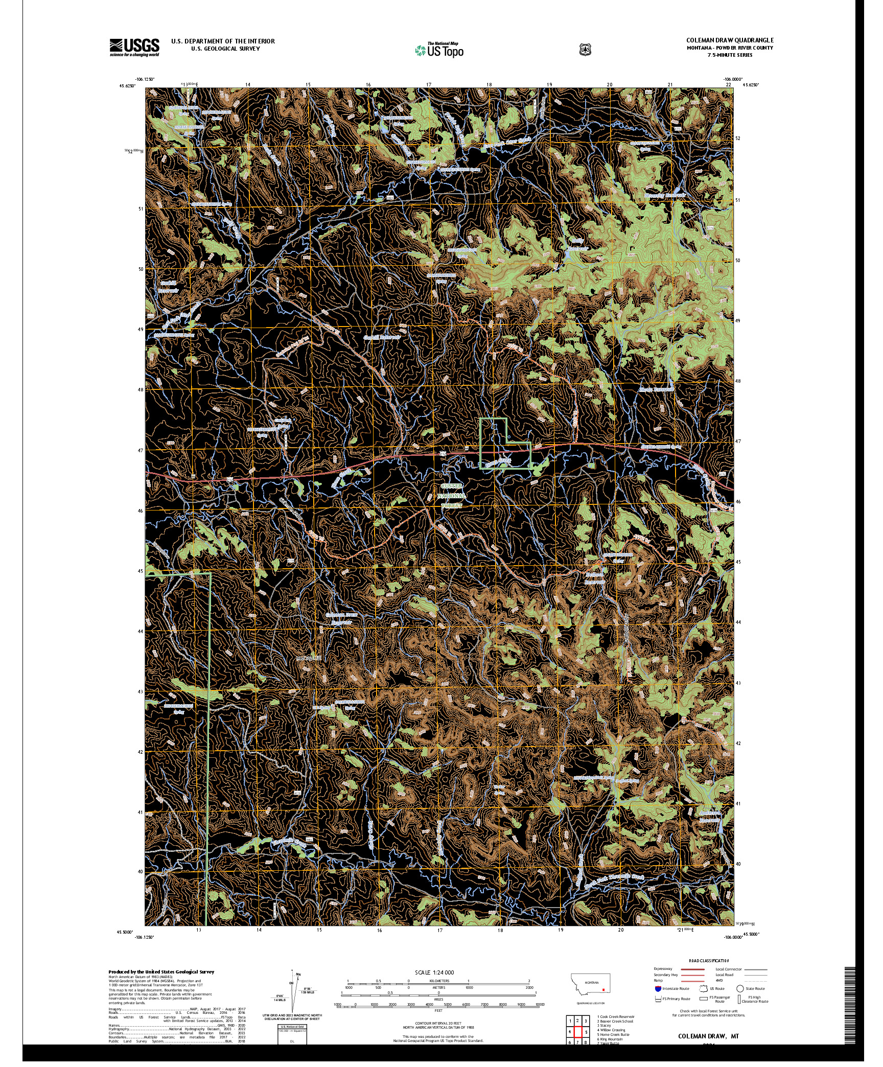 US TOPO 7.5-MINUTE MAP FOR COLEMAN DRAW, MT