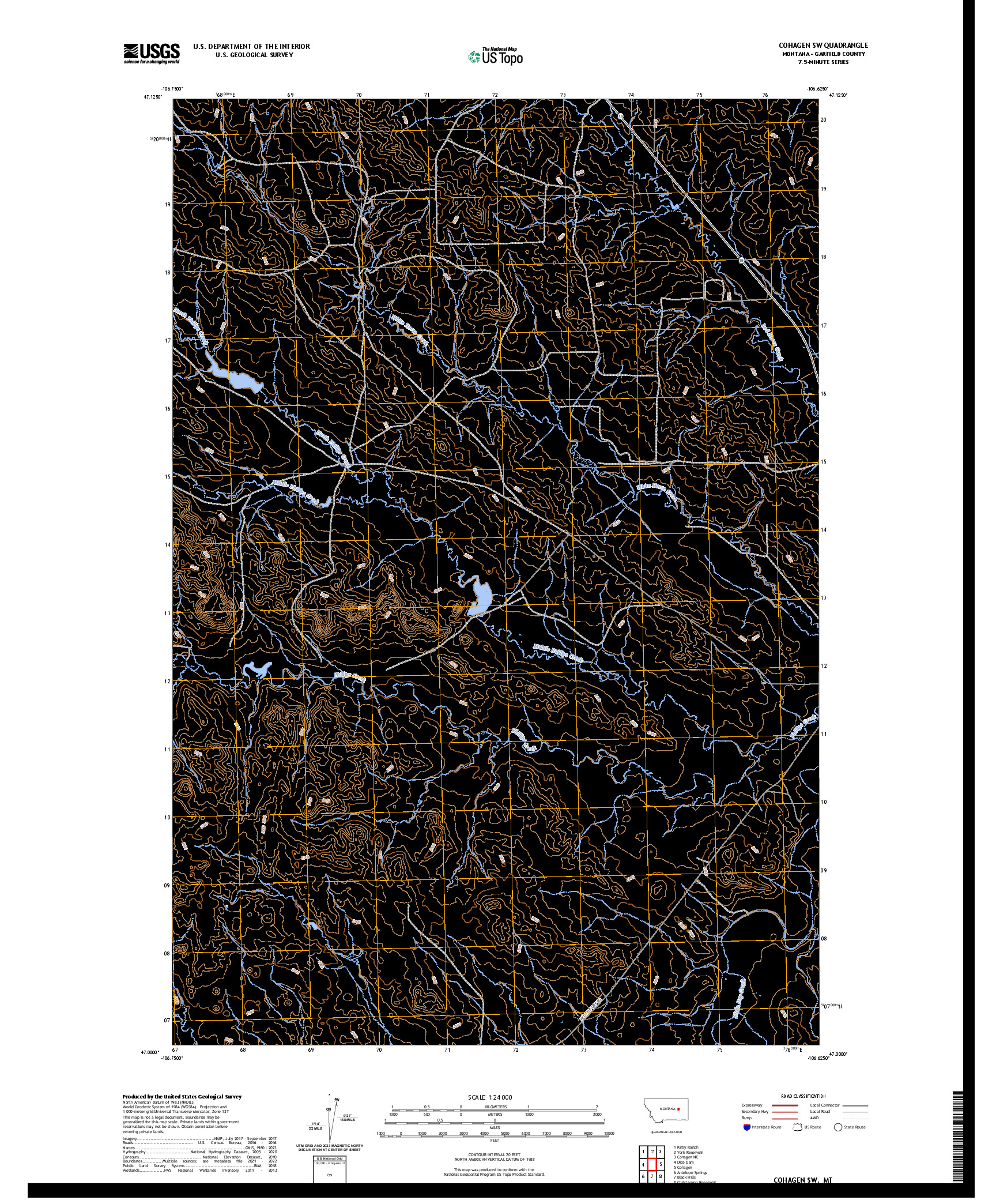 US TOPO 7.5-MINUTE MAP FOR COHAGEN SW, MT