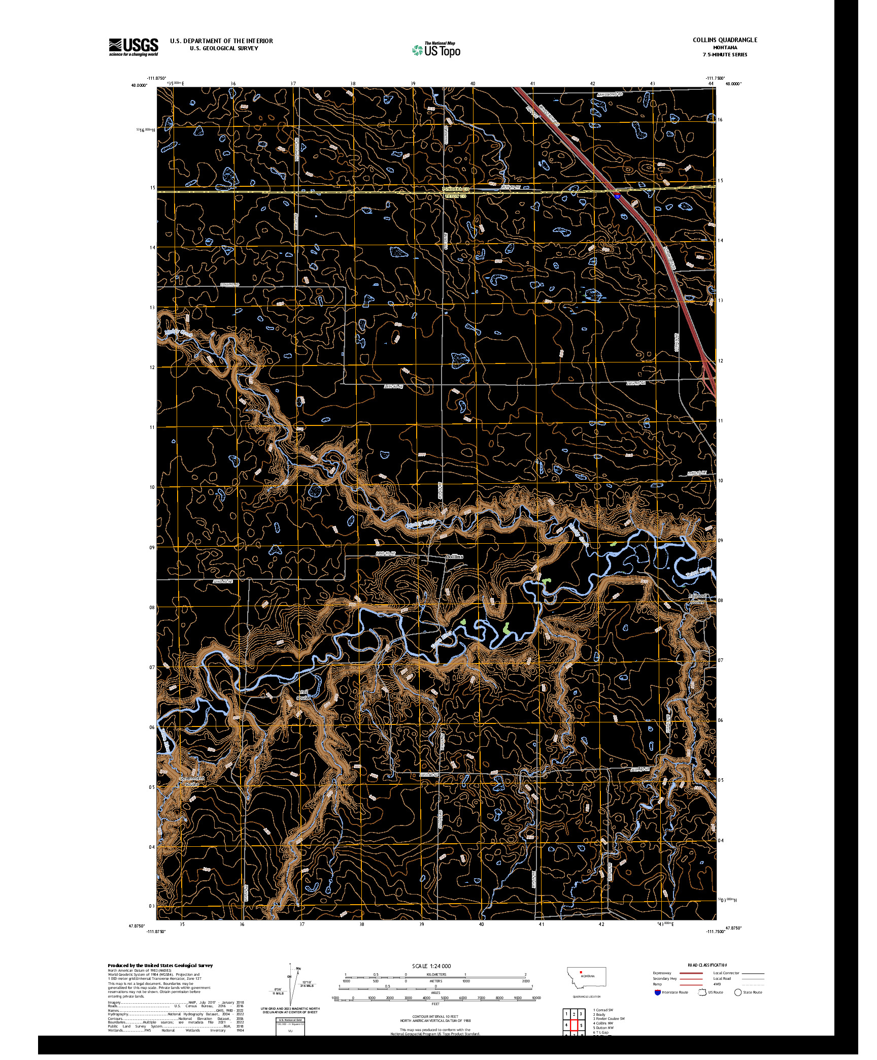 US TOPO 7.5-MINUTE MAP FOR COLLINS, MT