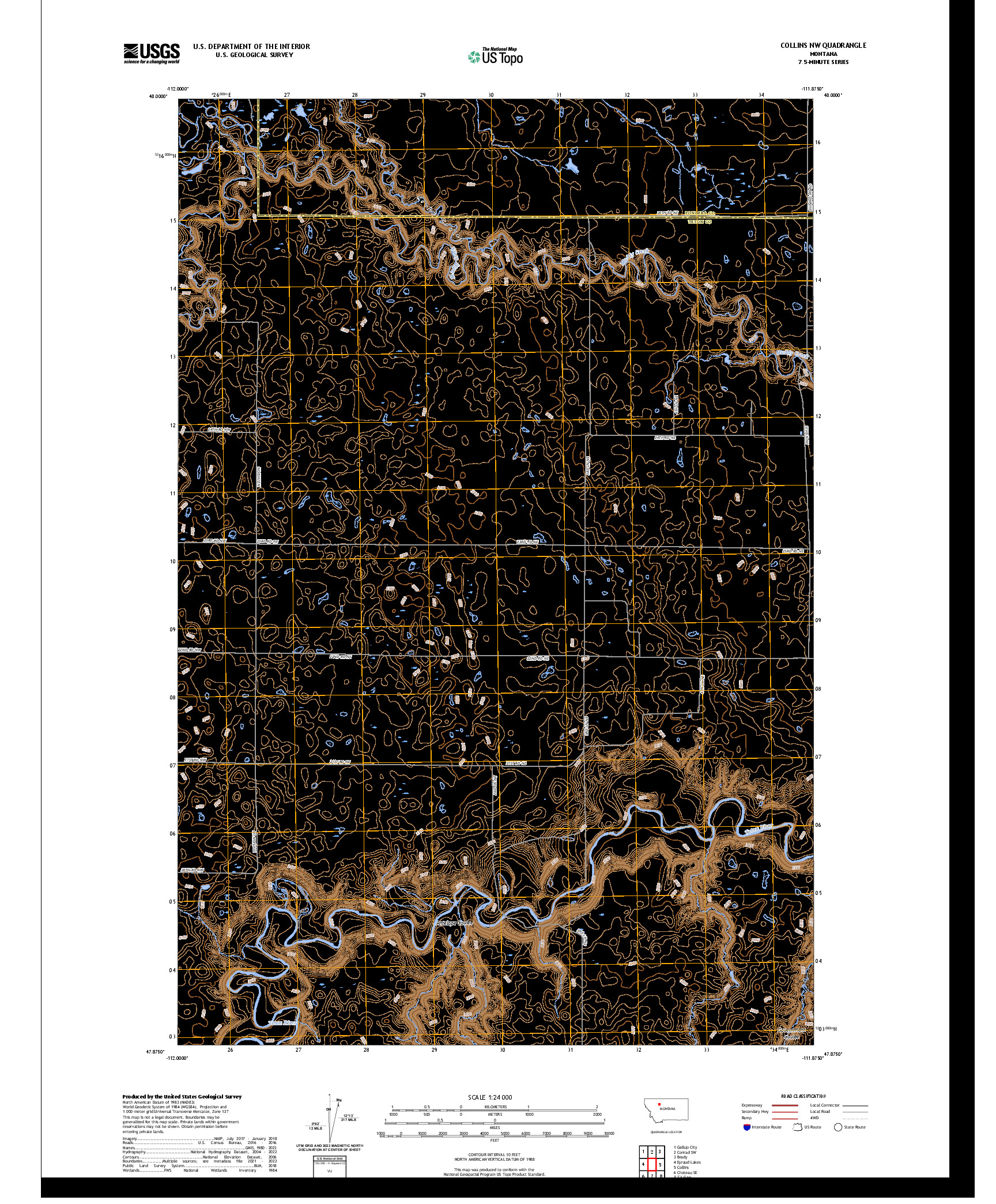 US TOPO 7.5-MINUTE MAP FOR COLLINS NW, MT