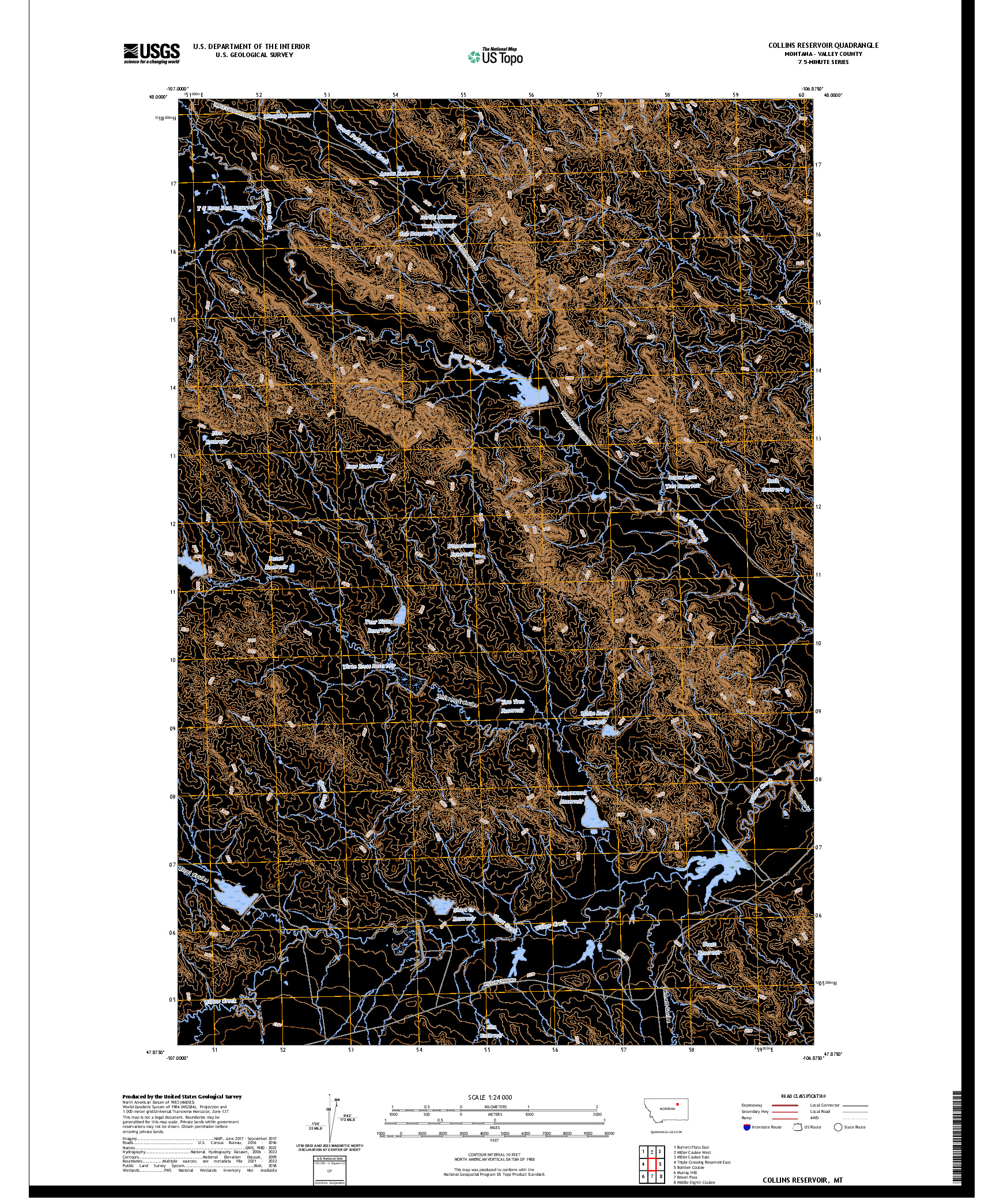 US TOPO 7.5-MINUTE MAP FOR COLLINS RESERVOIR, MT