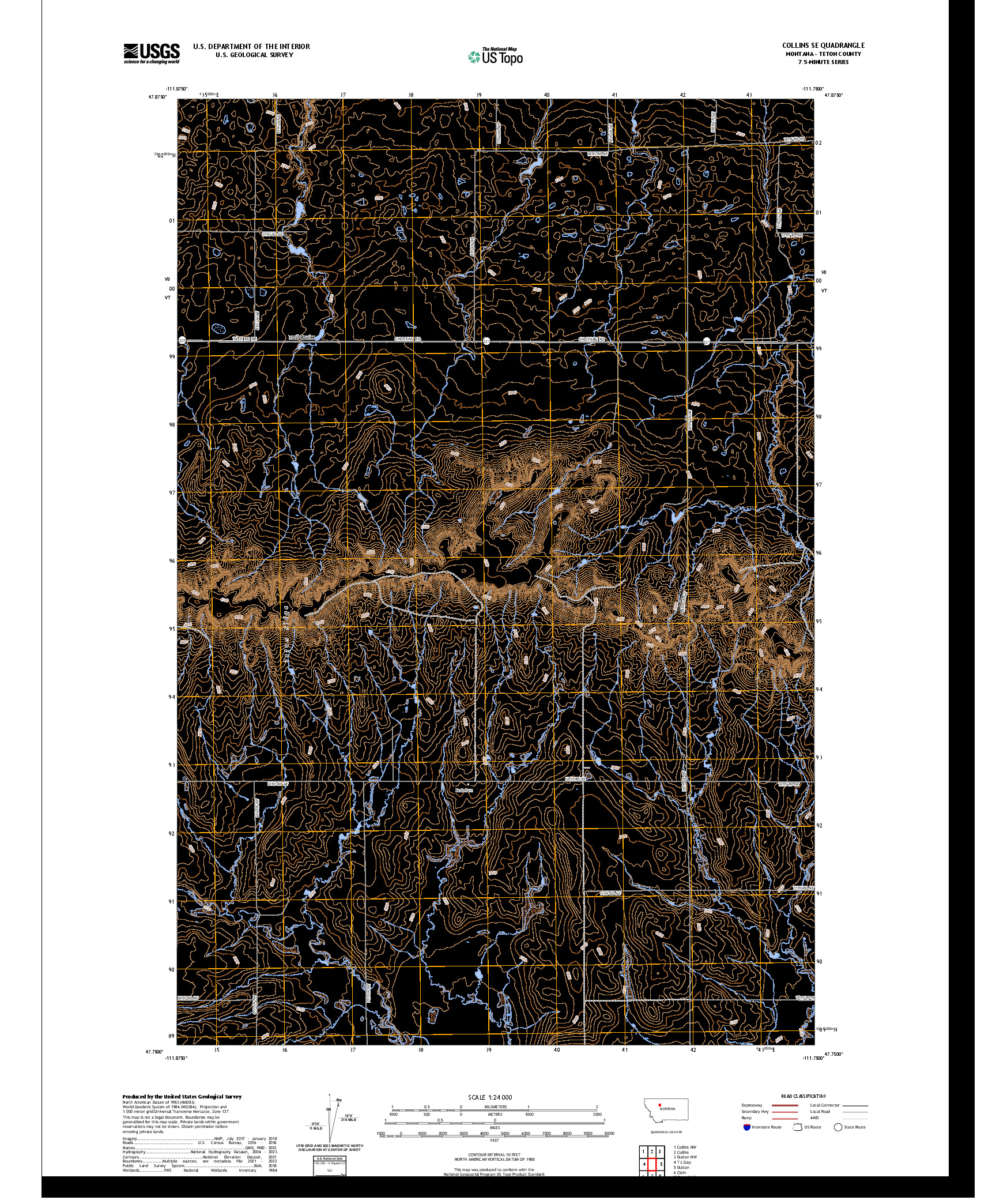 US TOPO 7.5-MINUTE MAP FOR COLLINS SE, MT