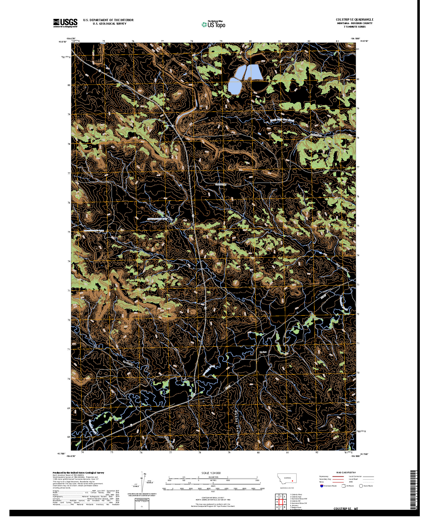 US TOPO 7.5-MINUTE MAP FOR COLSTRIP SE, MT