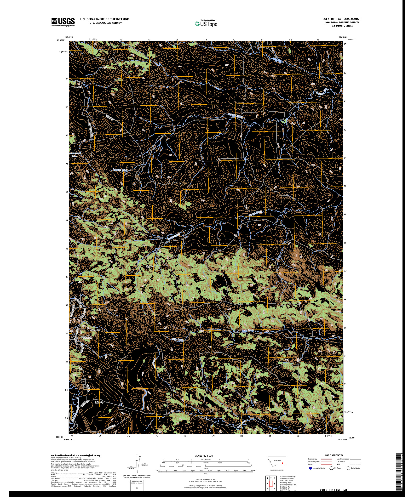 US TOPO 7.5-MINUTE MAP FOR COLSTRIP EAST, MT