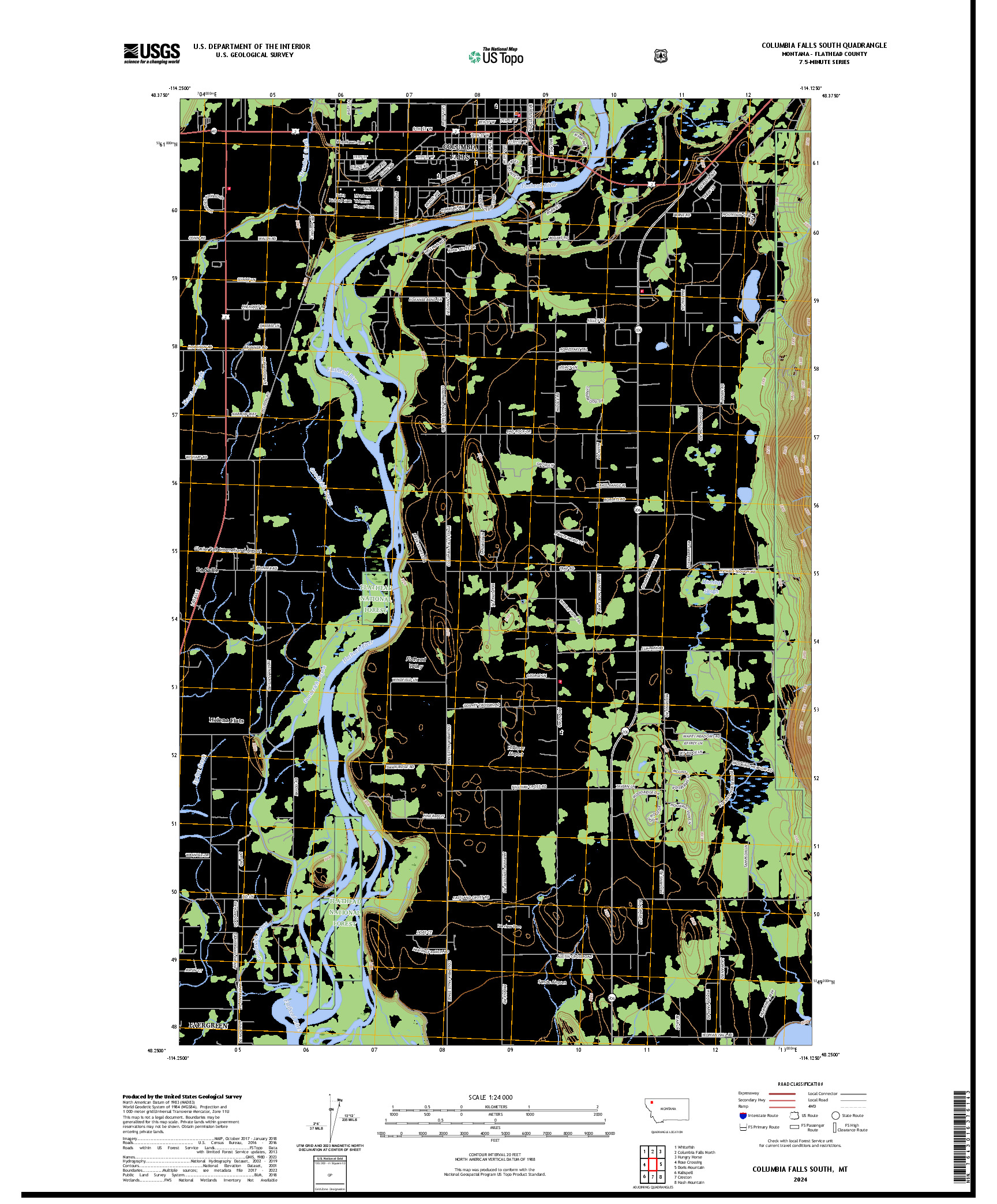 US TOPO 7.5-MINUTE MAP FOR COLUMBIA FALLS SOUTH, MT